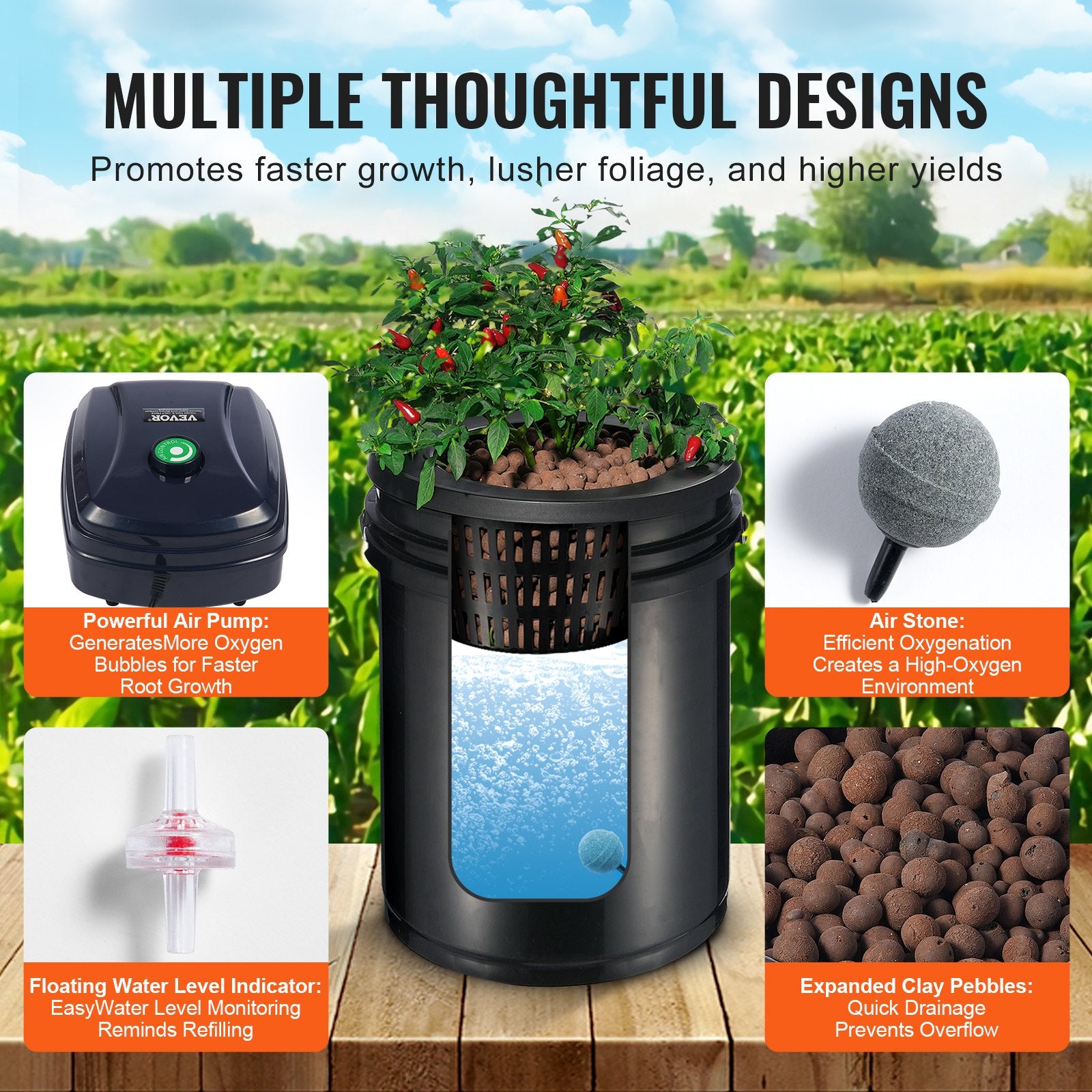 RDWC Hydroponics Grow System, Hydroponic Growing Kit with Top Drip, Recirculating Deep Water Culture 4 V952-SSSPXT41T8INE1FIBV3