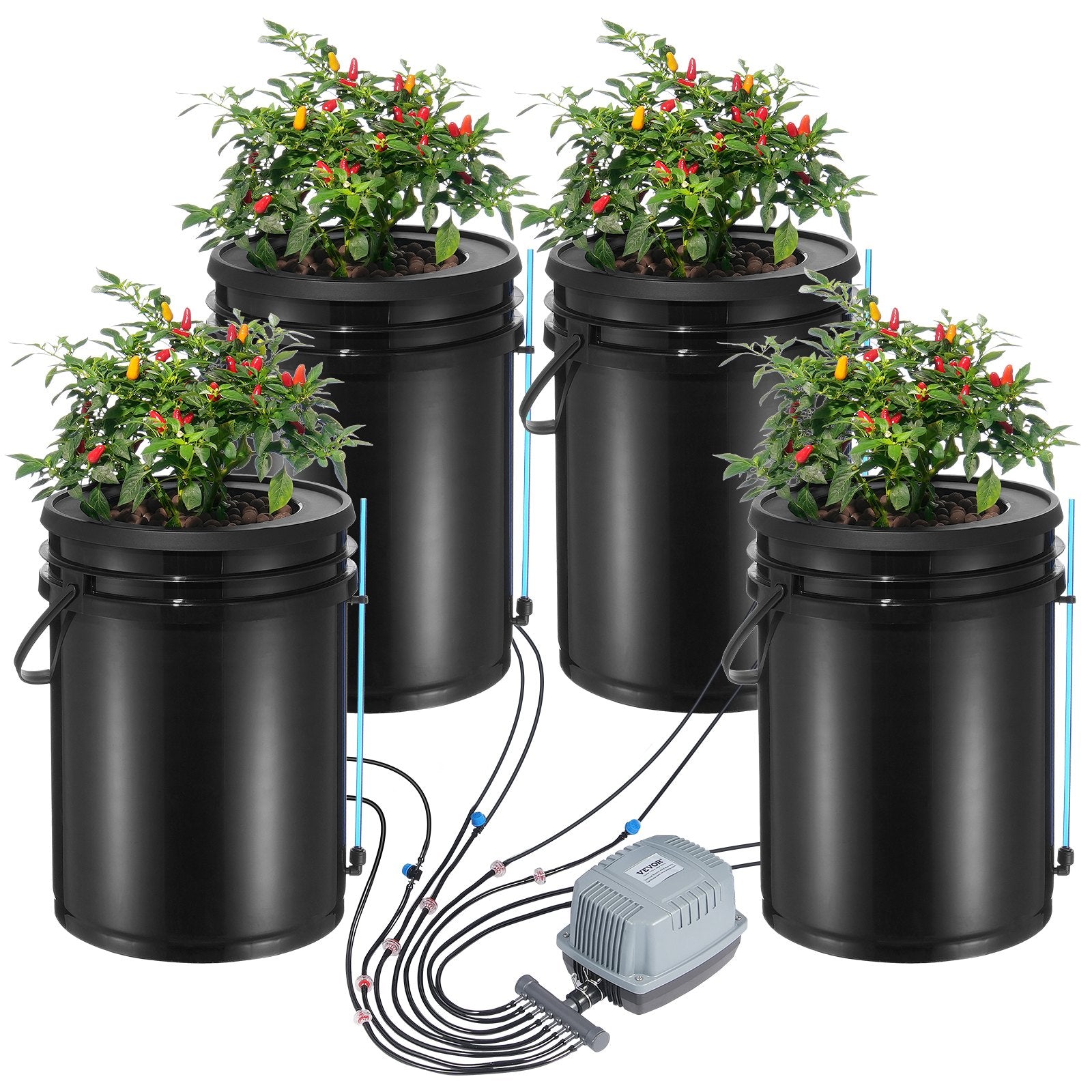 DWC Hydroponics Grow System Deep Water Culture with Top Drip 4 Buckets V952-SSSPXT4T8INKT37WZV3
