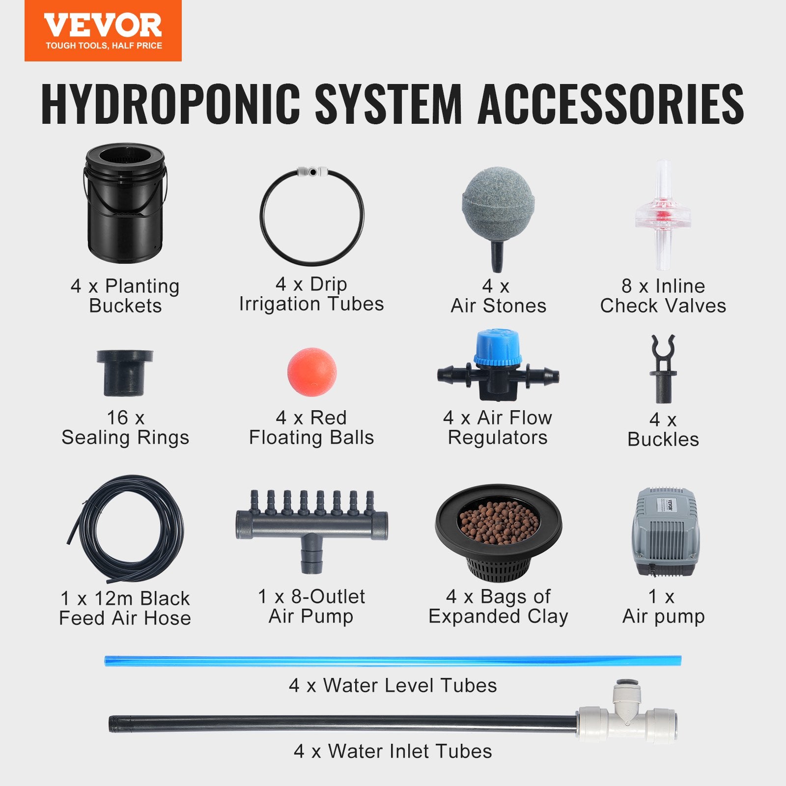 DWC Hydroponics Grow System Deep Water Culture with Top Drip 4 Buckets V952-SSSPXT4T8INKT37WZV3
