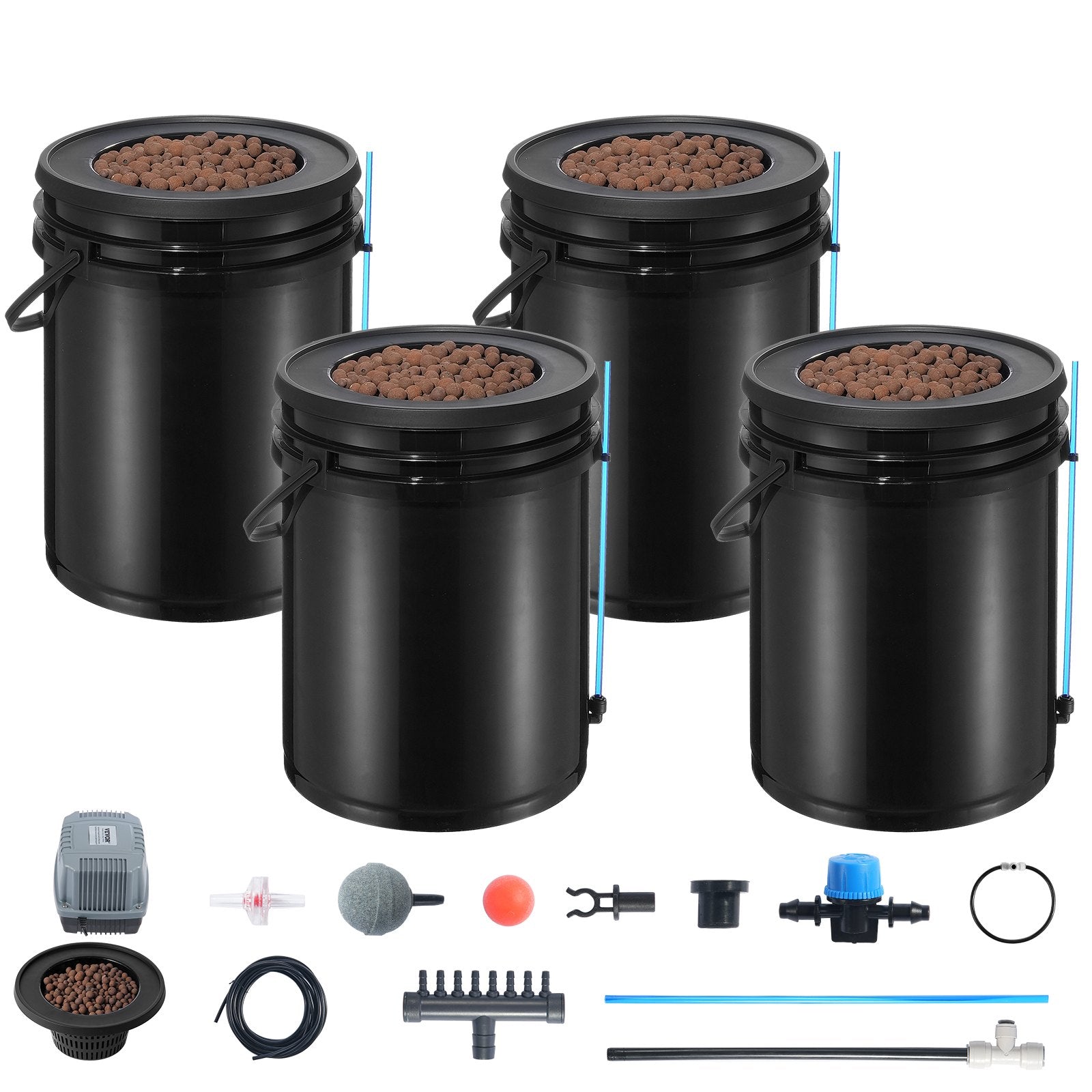 DWC Hydroponics Grow System Deep Water Culture with Top Drip 4 Buckets V952-SSSPXT4T8INKT37WZV3