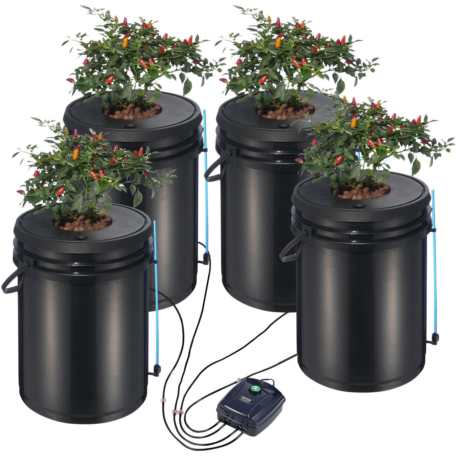 DWC Hydroponics Grow System, Hydroponic Growing System, Deep Water Culture 5-Gallon 4 Buckets, DWC System V952-SSSPXTYX4110VW1XKV3
