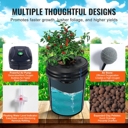 DWC Hydroponics Grow System, Hydroponic Growing System, Deep Water Culture 5-Gallon 4 Buckets, DWC System V952-SSSPXTYX4110VW1XKV3