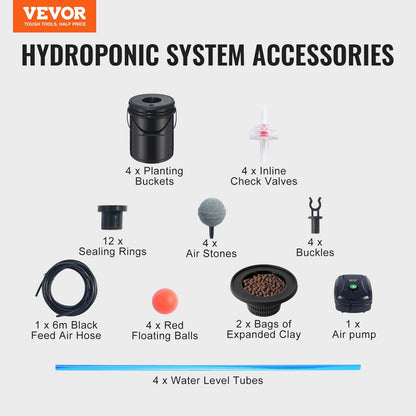 DWC Hydroponics Grow System, Hydroponic Growing System, Deep Water Culture 5-Gallon 4 Buckets, DWC System V952-SSSPXTYX4110VW1XKV3