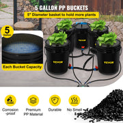 DWC Hydroponic System, 5 Gallon 5 Buckets, Deep Water Culture Growing Bucket, Hydroponics Grow Kit with Pump, V952-SSSPXTYX5220VAXN5V3