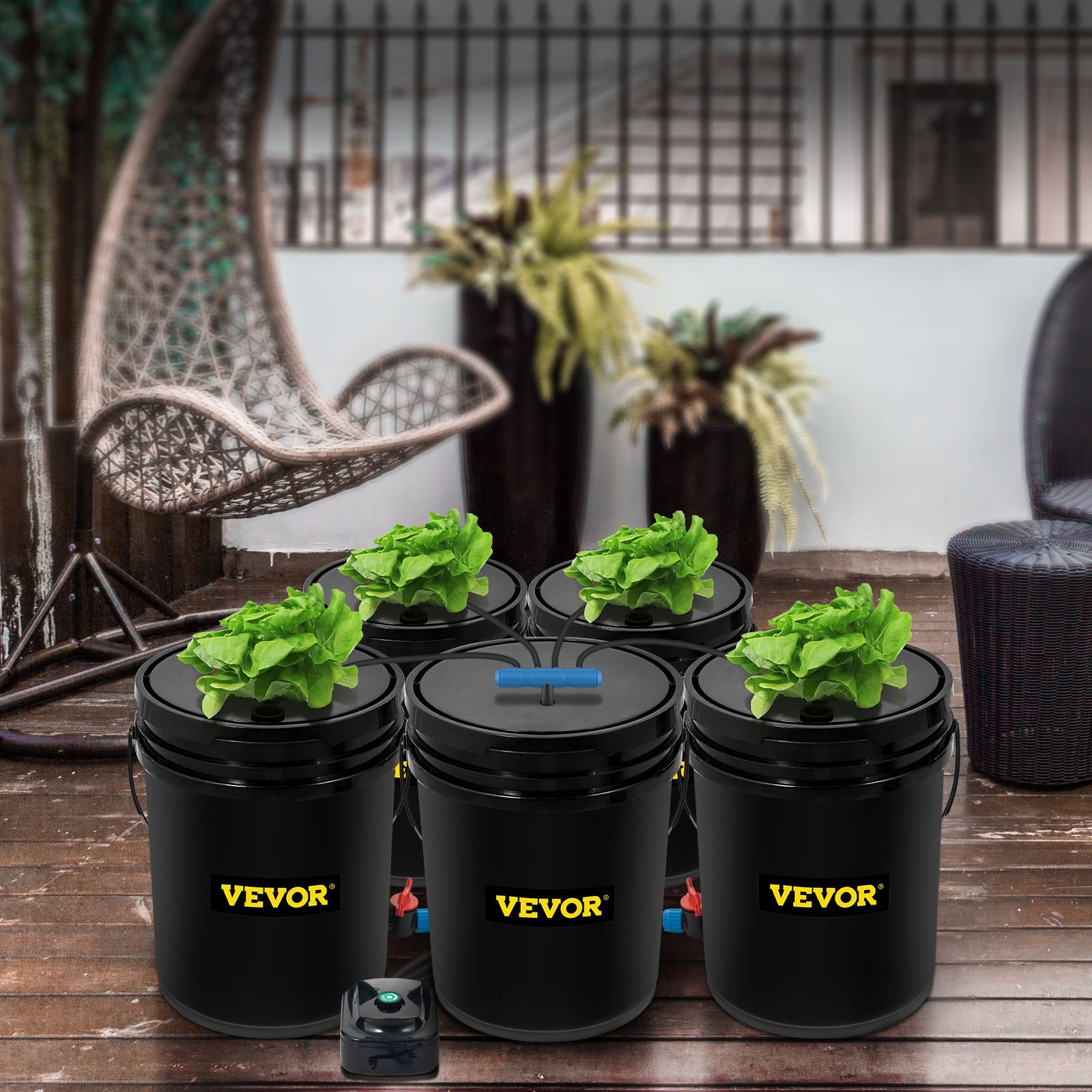 DWC Hydroponic System, 5 Gallon 5 Buckets, Deep Water Culture Growing Bucket, Hydroponics Grow Kit with Pump, V952-SSSPXTYX5220VAXN5V3