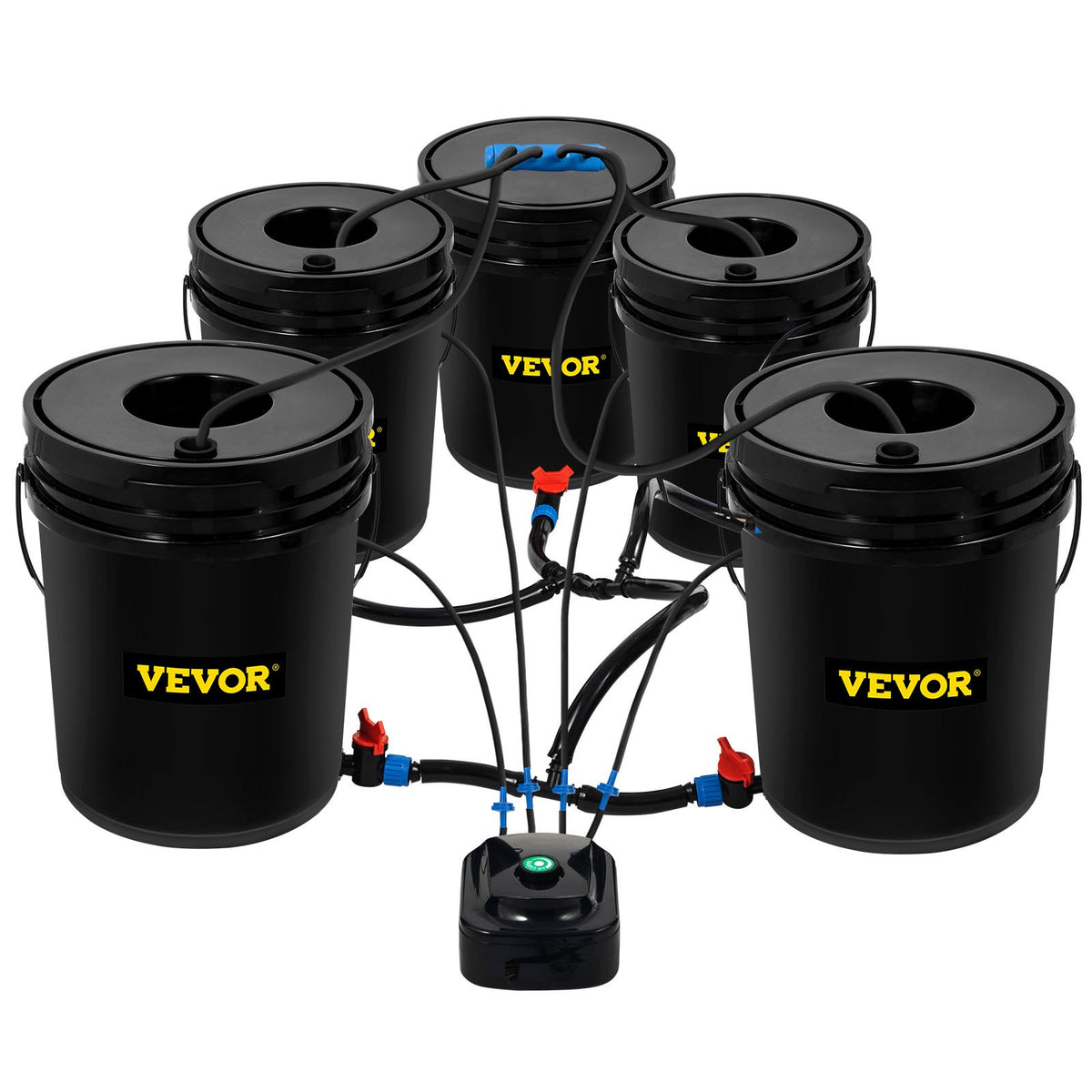 DWC Hydroponic System, 5 Gallon 5 Buckets, Deep Water Culture Growing Bucket, Hydroponics Grow Kit with Pump, V952-SSSPXTYX5220VAXN5V3