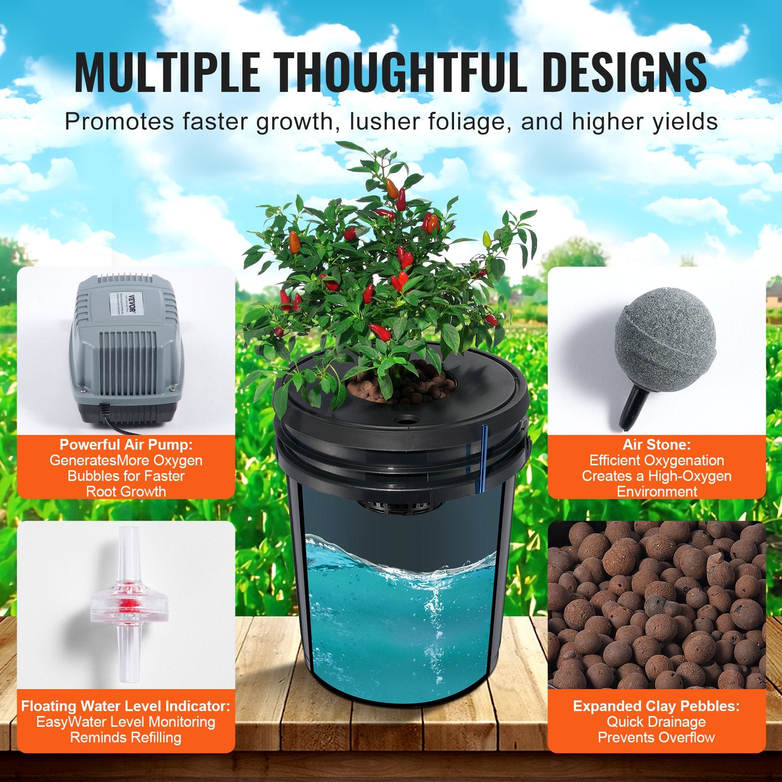 DWC Hydroponics Grow System Deep Water Culture 8 Buckets with Air Pump V952-SSSPXTYX8110VT55FV3