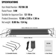 Aquarium Light, 14W Full Spectrum Fish Tank Light with 24/7 Natural Mode, Adjustable Timer & 5-Level V952-SSSSZXD1218YFXWB0V3