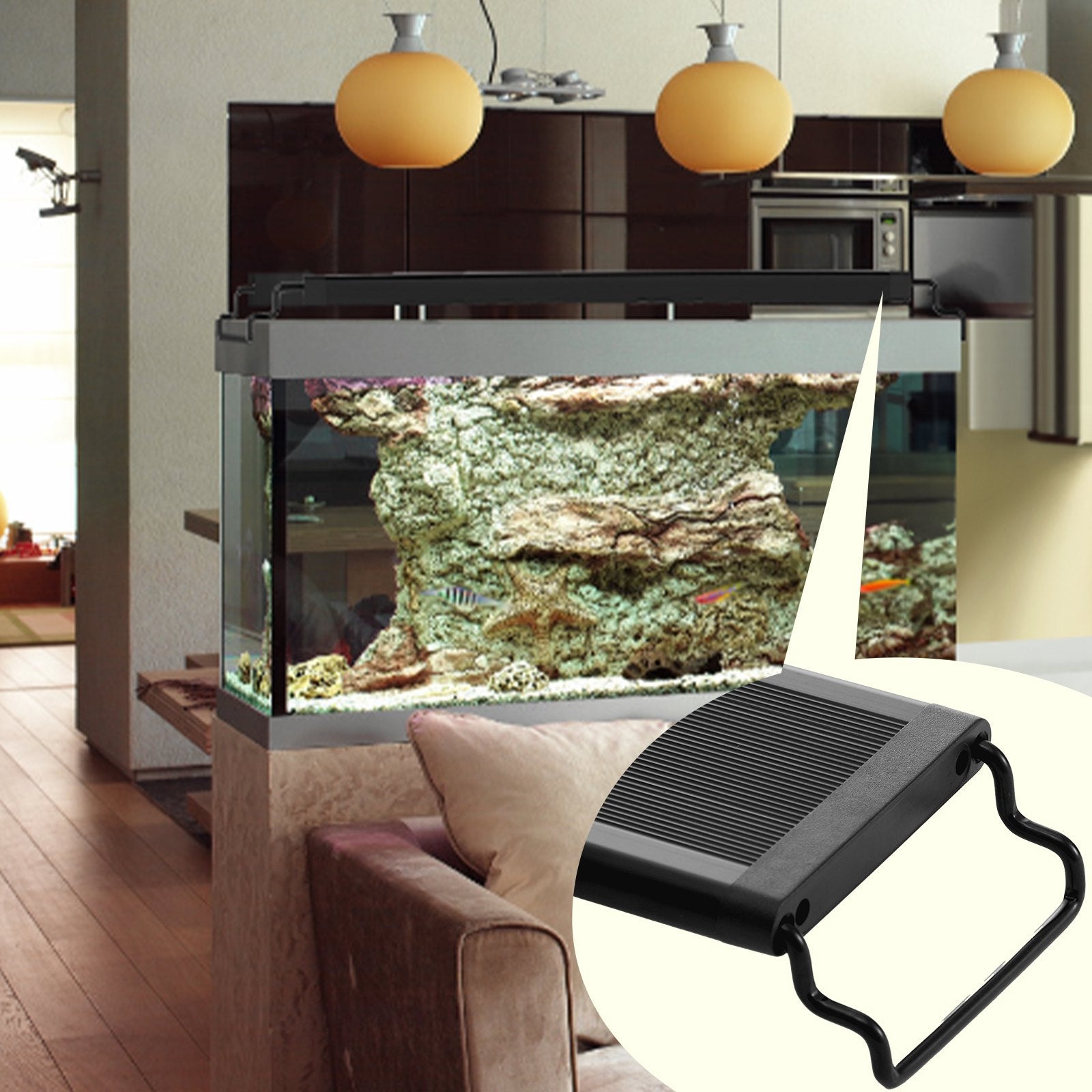 Aquarium Light, 14W Full Spectrum Fish Tank Light with 24/7 Natural Mode, Adjustable Timer & 5-Level V952-SSSSZXD1218YFXWB0V3