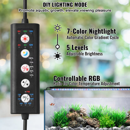 Aquarium Light, 48W Full Spectrum Fish Tank Light with 24/7 Natural Mode, Adjustable Timer & 5-Level V952-SSSSZXD4854Y78EVGV3