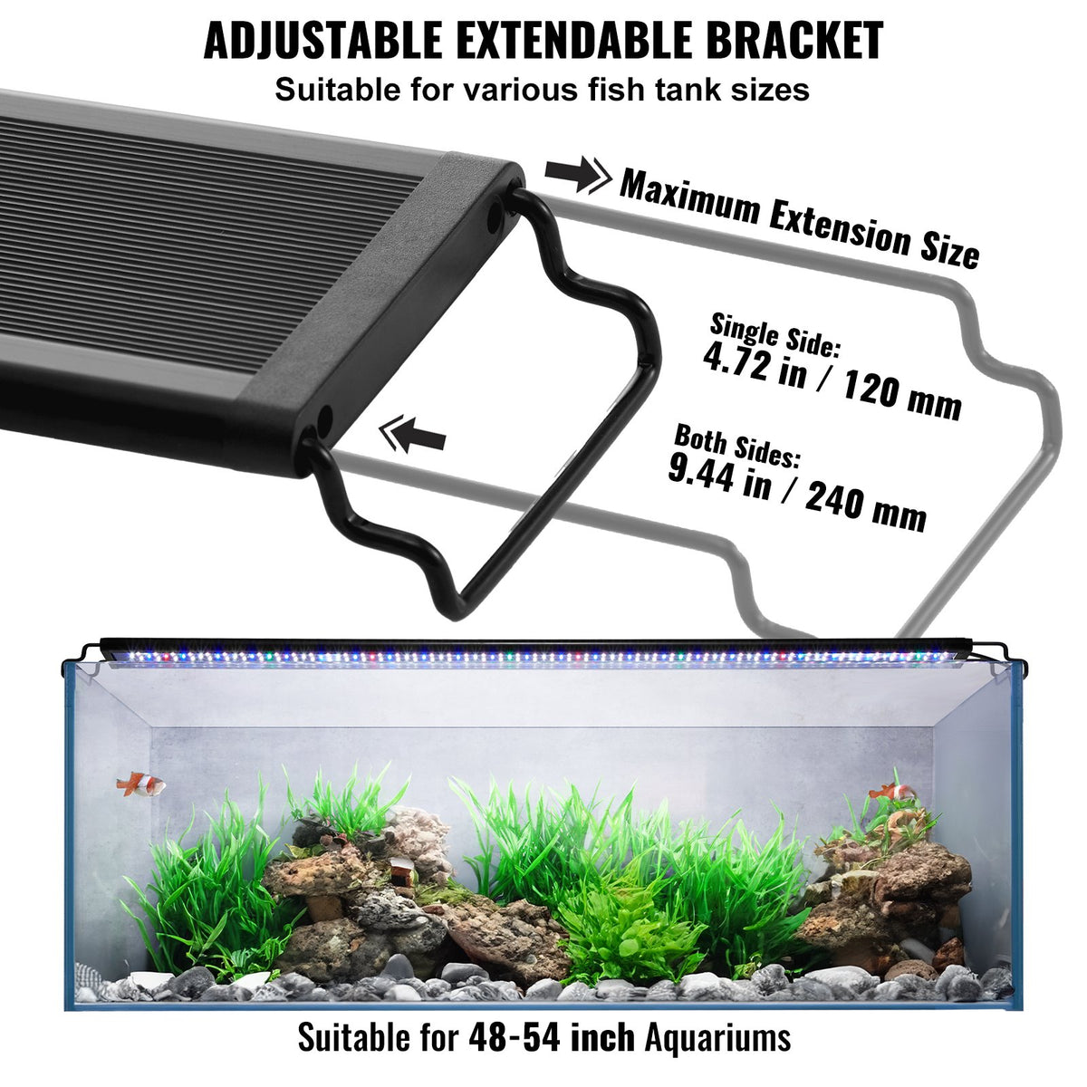 Aquarium Light, 48W Full Spectrum Fish Tank Light with 24/7 Natural Mode, Adjustable Timer & 5-Level V952-SSSSZXD4854Y78EVGV3
