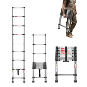 Telescoping Ladder, 2540mm Stainless Steel Lightweight Extension Ladder, Multi-Button Retraction Collapsible V952-SSTTNLSLK85F88IXYV0