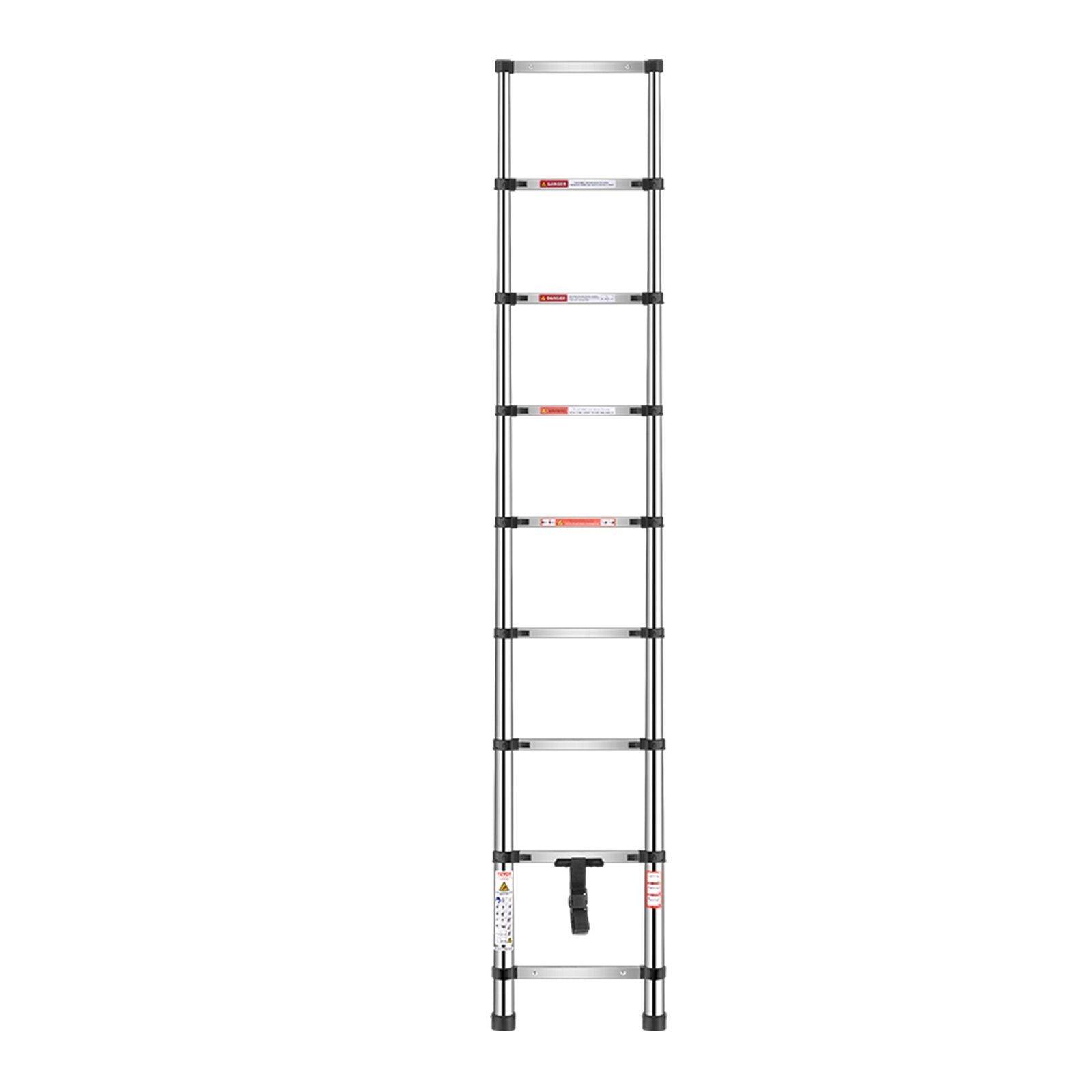 Telescoping Ladder, 2540mm Stainless Steel Lightweight Extension Ladder, Multi-Button Retraction Collapsible V952-SSTTNLSLK85F88IXYV0