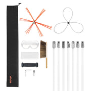 Chimney Sweep Kit, 7m Maximum Extendable Length Chimney Brush, Chimney Cleaner Sweeper with Dual Brush Heads, V952-SSTYCQSTJ26Y83UZW001V0