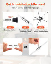 Chimney Sweep Kit, 9m Maximum Extendable Length Chimney Brush, Chimney Cleaner Sweeper with Dual Brush Heads, V952-SSTYCQSTJ30YIIB96001V0