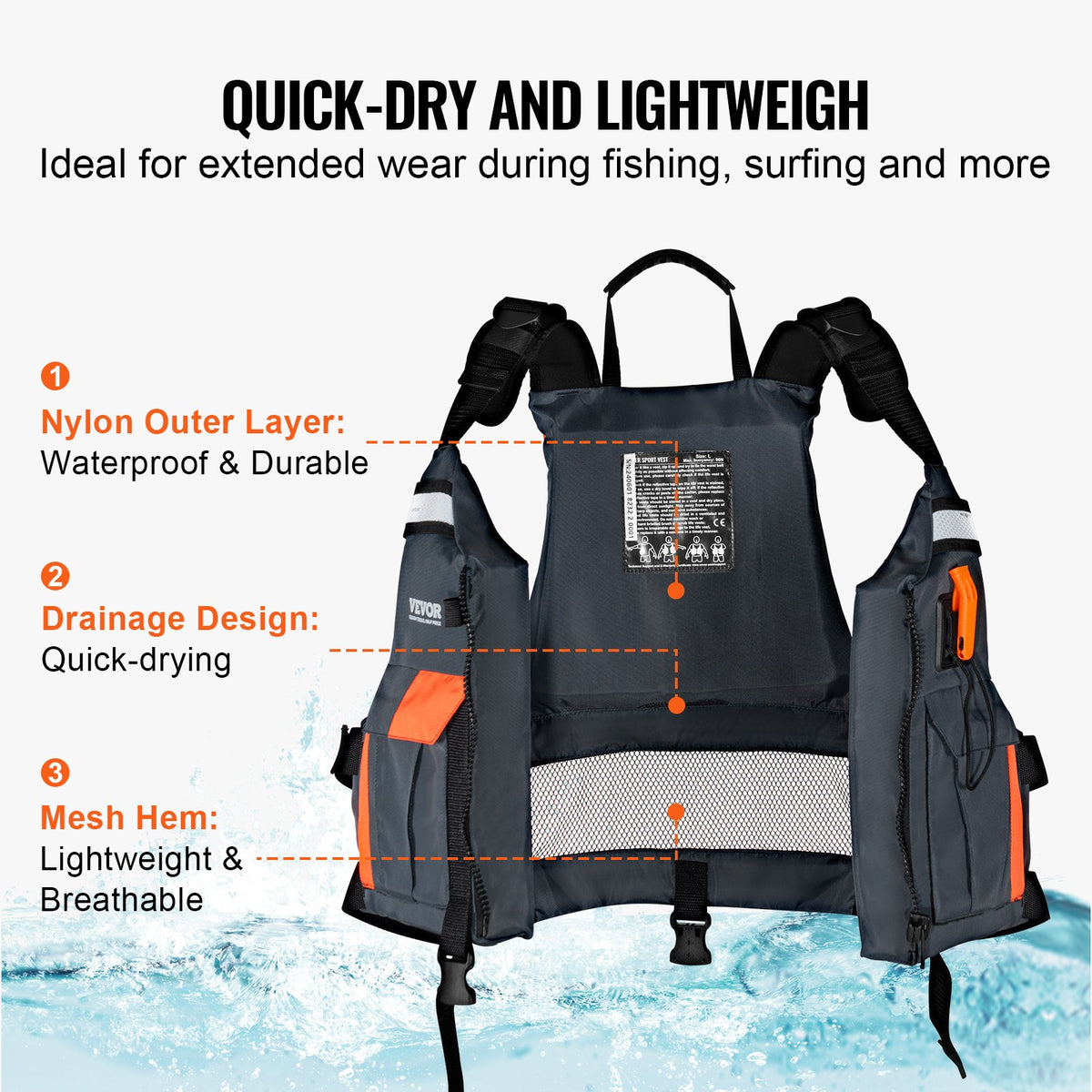 Life Vest for Watersports (PFD), Life Jacket with Waterproof Nylon & 96N Buoyancy, Life Vest/Jacket for Any V952-SSYDJSYFPFTEKCOZ4V0