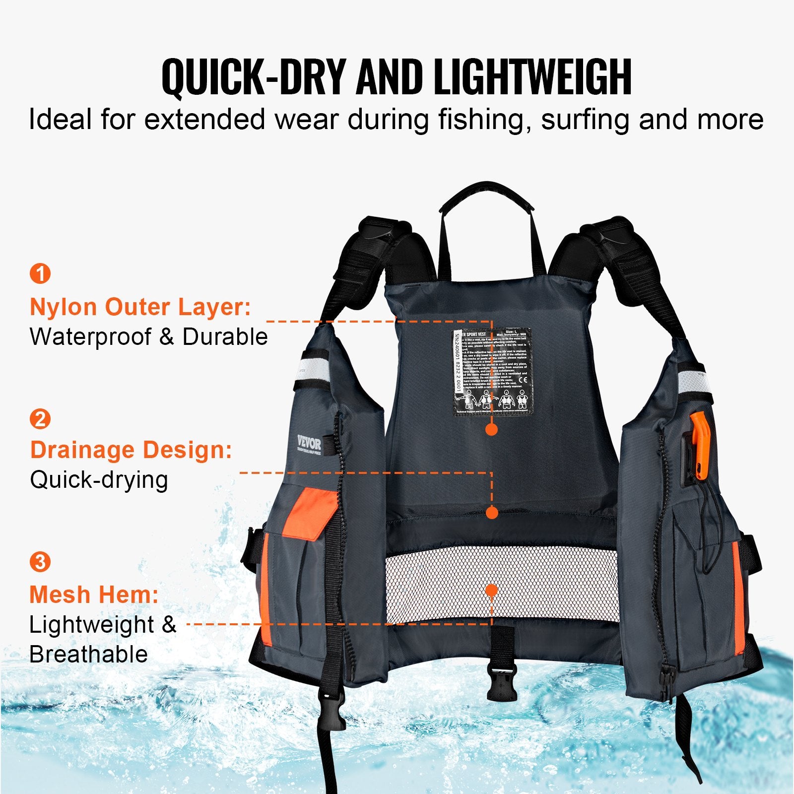 Life Vest for Watersports (PFD), Life Jacket with Waterproof Nylon & 96N Buoyancy, Life Vest/Jacket for Any V952-SSYDJSYFPFTEKCOZ4V0