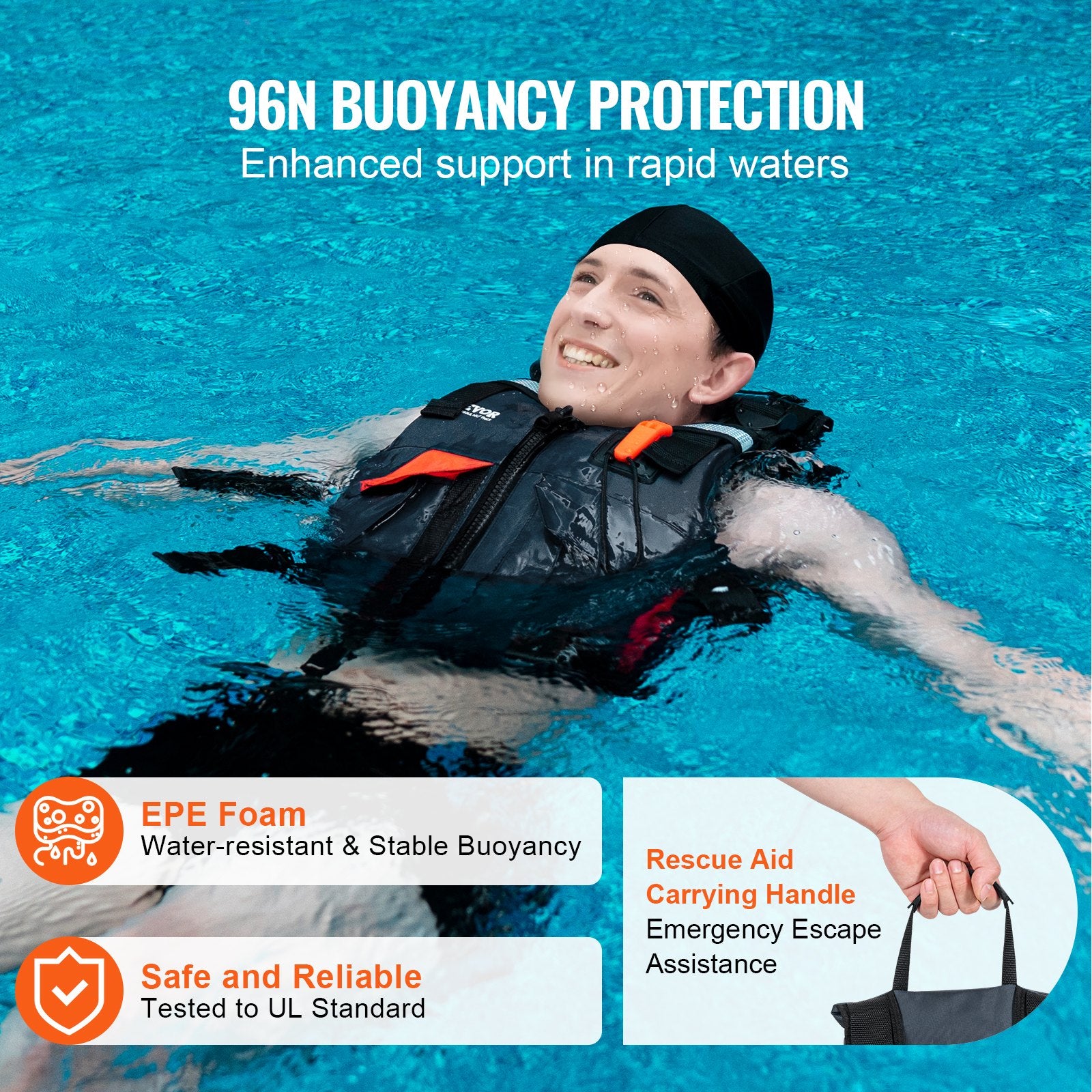 Life Vest for Watersports (PFD), Life Jacket with Waterproof Nylon & 96N Buoyancy, Life Vest/Jacket for Any V952-SSYDJSYFPFTEKCOZ4V0