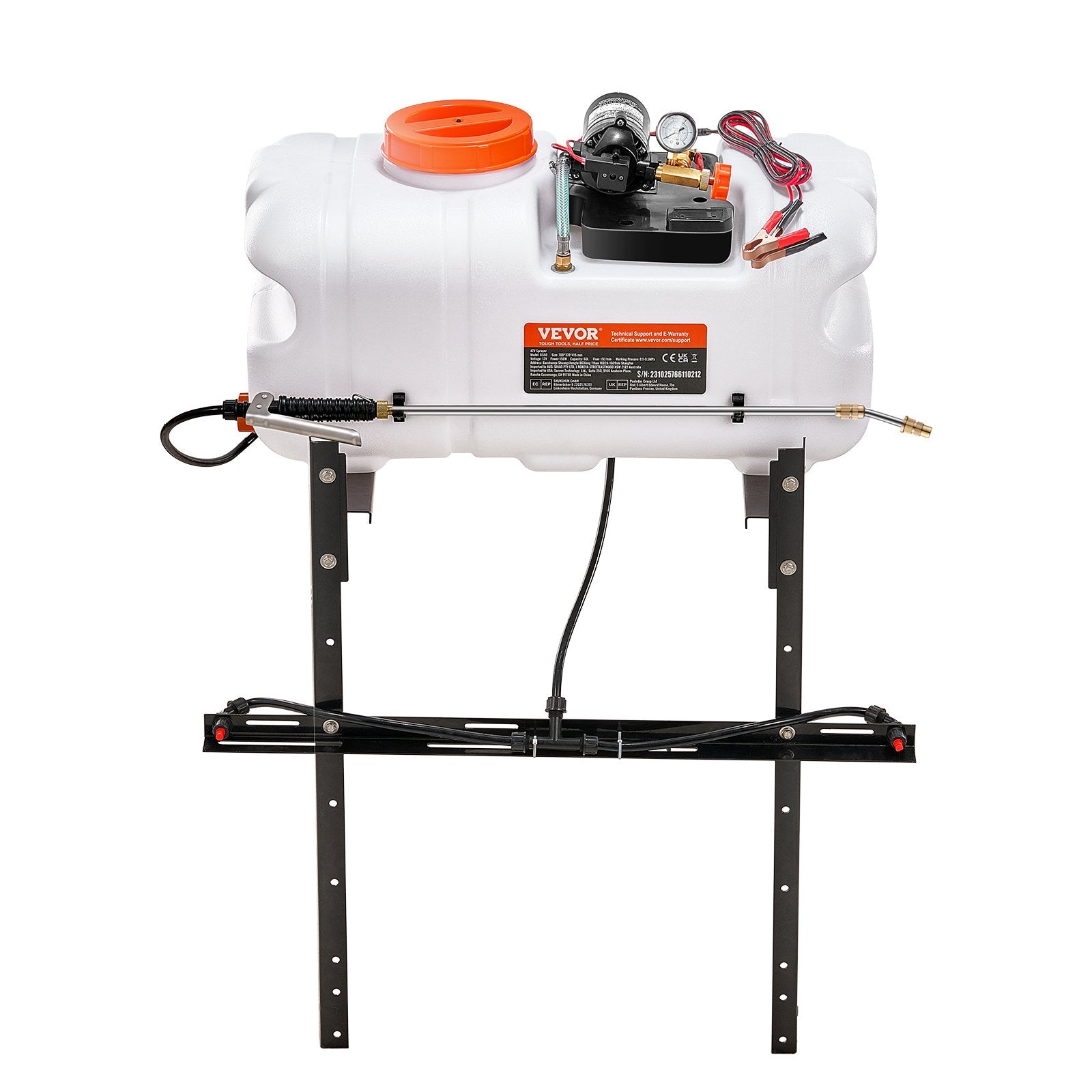 ATV Sprayer 60 L/15.9 Gal ATV/UTV Spot Sprayer with A Nozzle Boom 1.9 GPM V952-STCPWQ15JL60UTRA7V9