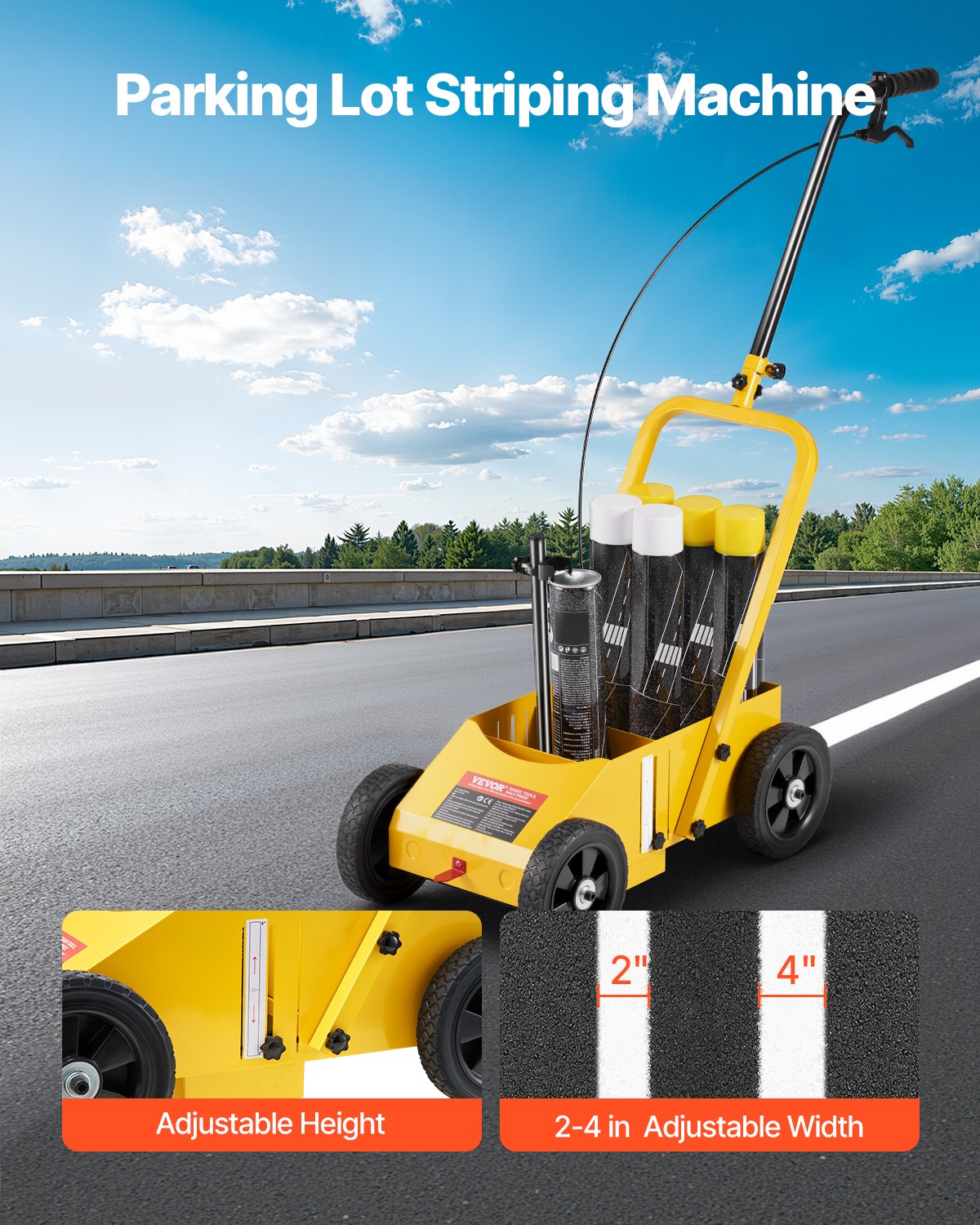 Striping Line Marking Machine, 610 x 330 x 900 mm, 4-Wheel, Heavy Duty Striping Line Machine with 56-102 mm V952-STHXJHSPQSKC3MDJ2001V0