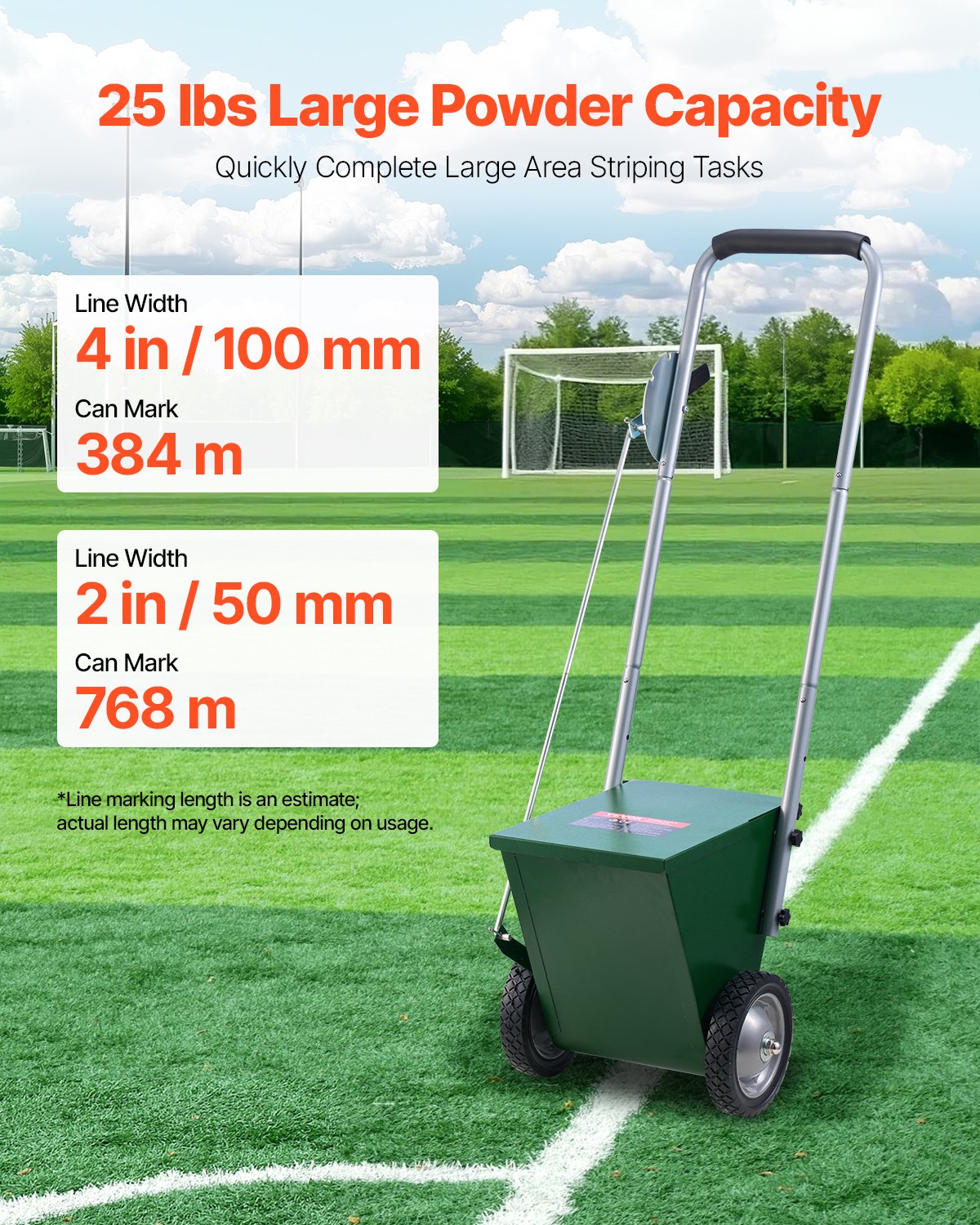 Dry Line Marker 2-Wheel 50 or 100 mm Lines Heavy Duty Steel Chalker 11.3kg V952-STHXJPFS2L253UB7PV0