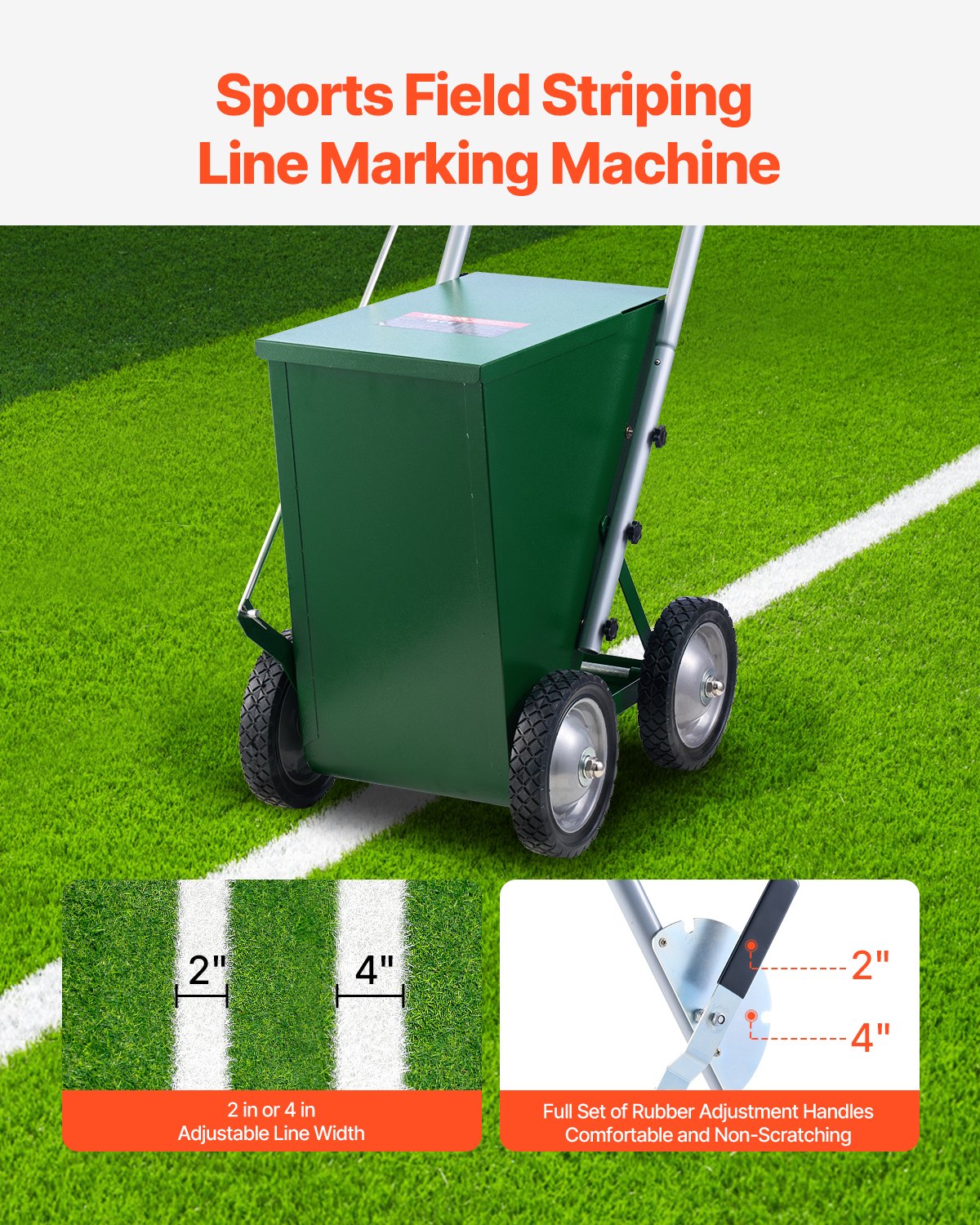 Dry Line Marker 4-Wheel 50 or 100 mm Lines Heavy Duty Steel Chalker 22.7kg