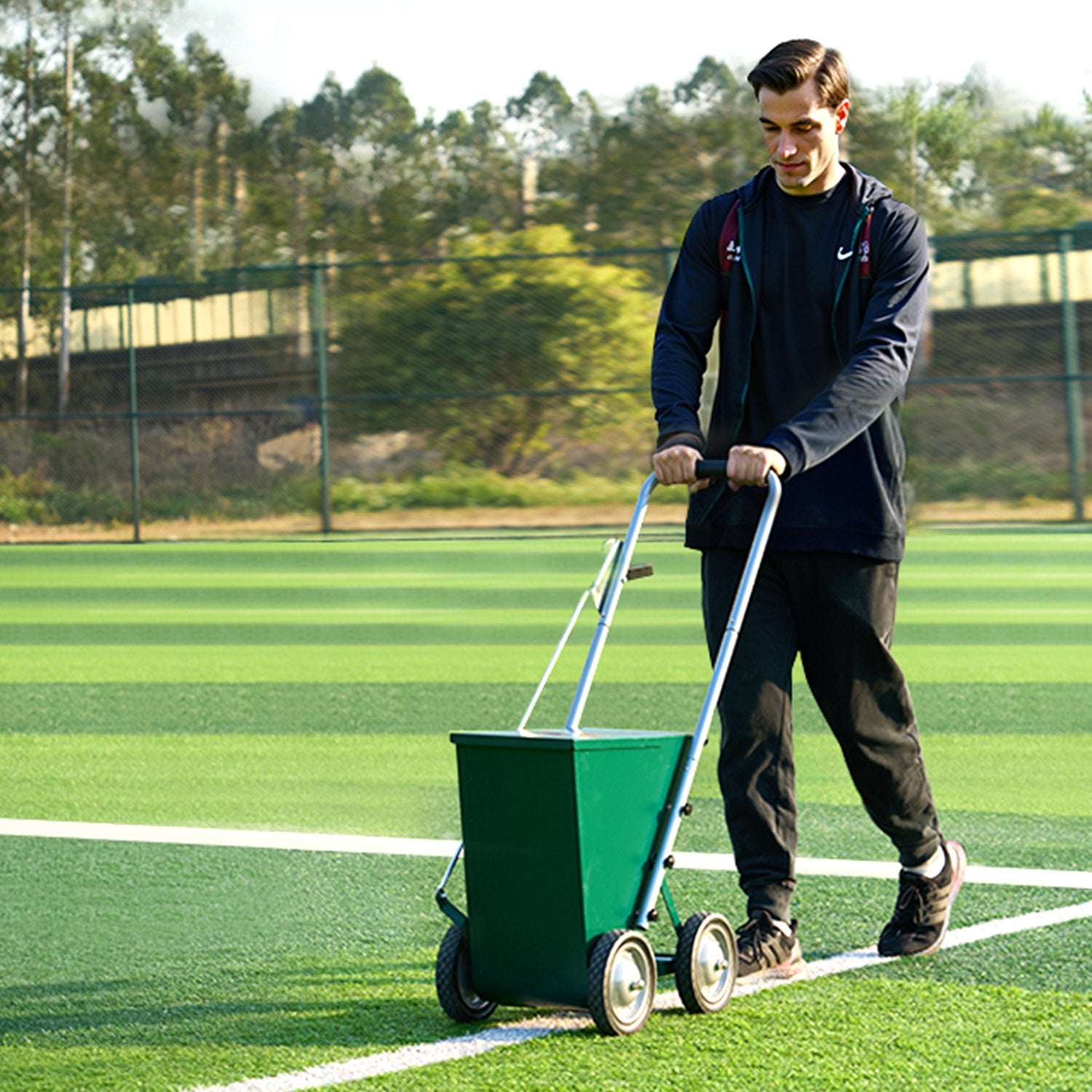 Dry Line Marker 4-Wheel 50 or 100 mm Lines Heavy Duty Steel Chalker 22.7kg
