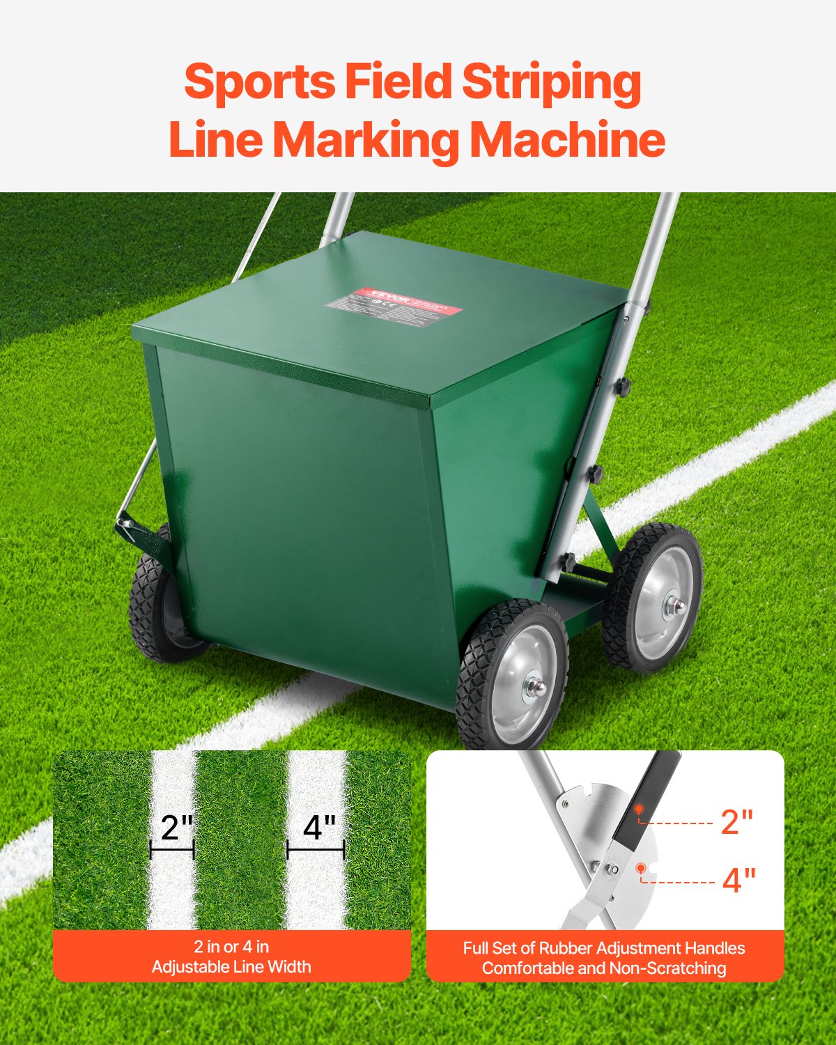 Dry Line Marker 4-Wheel 50 or 100 mm Lines Heavy Duty Steel Chalker 29.5kg
