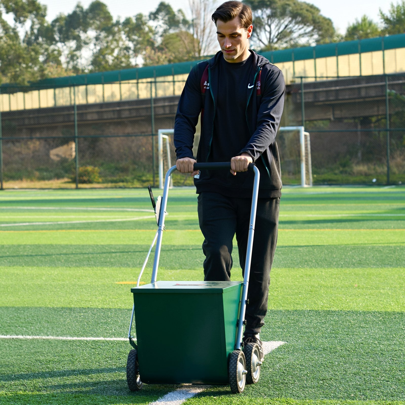 Dry Line Marker 4-Wheel 50 or 100 mm Lines Heavy Duty Steel Chalker 29.5kg