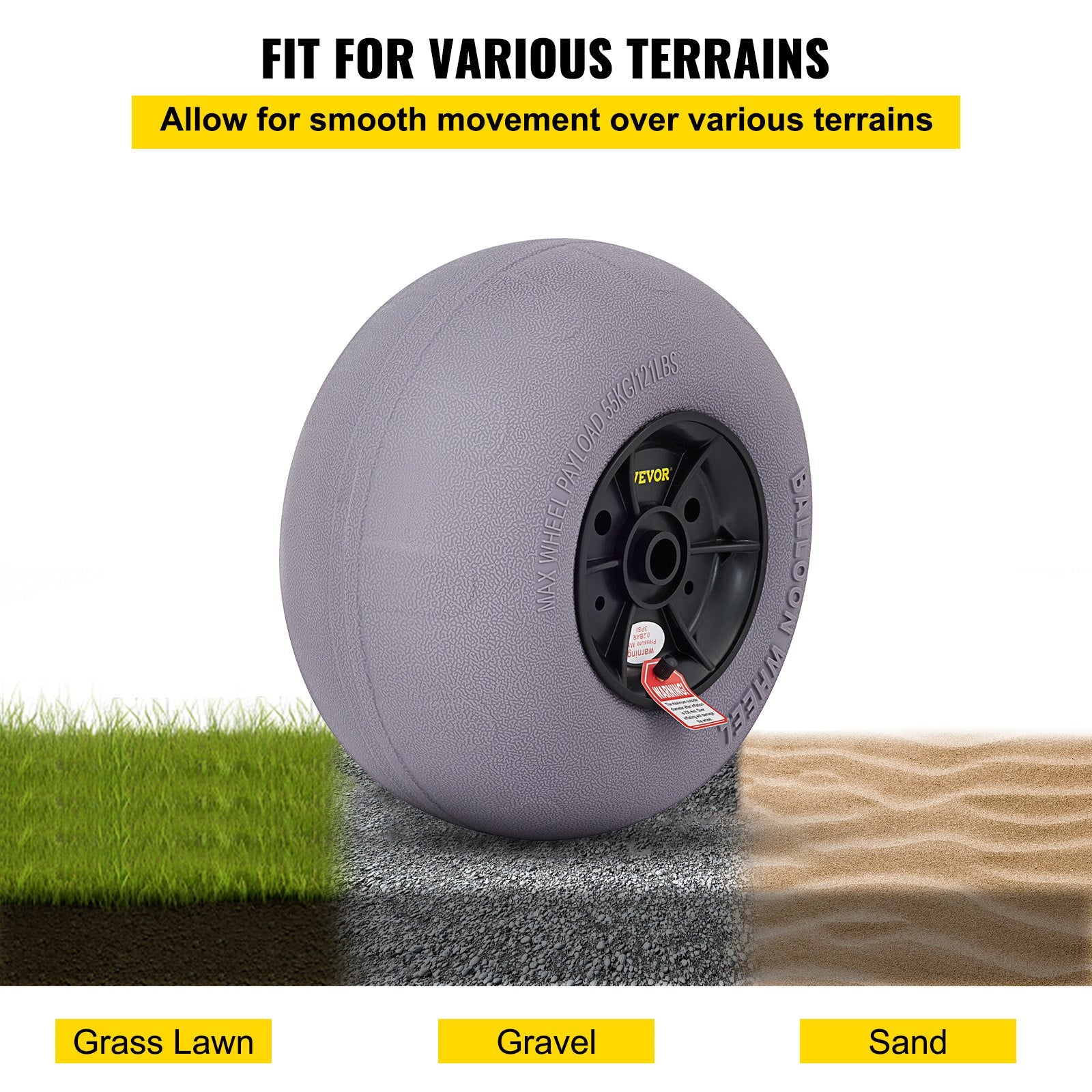 Balloon Beach Wheels Replacement Beach Tires 13" TPU 121 LBS Load Capacity V952-STLYCBDDWC12QYXY9V0
