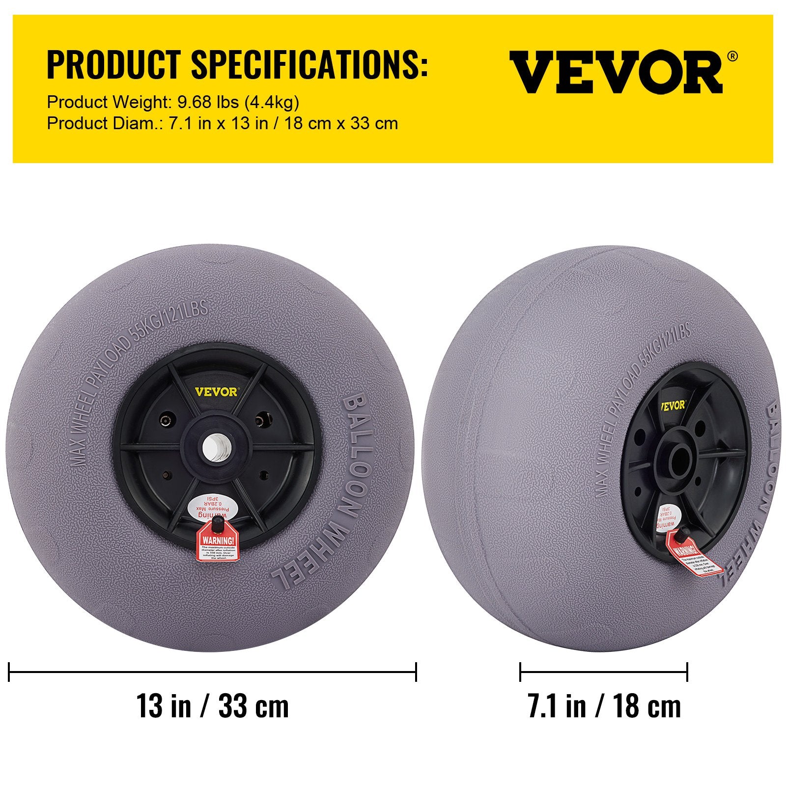 Balloon Beach Wheels Replacement Beach Tires 13" TPU 121 LBS Load Capacity V952-STLYCBDDWC12QYXY9V0