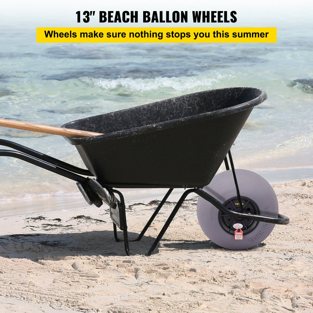 Beach Balloon Wheels, 13" Sand Tires with 32" Stainless Steel Axle, TPU Cart Tires for Kayak Dolly, Canoe V952-STLYCDZCBDD124PPJV0