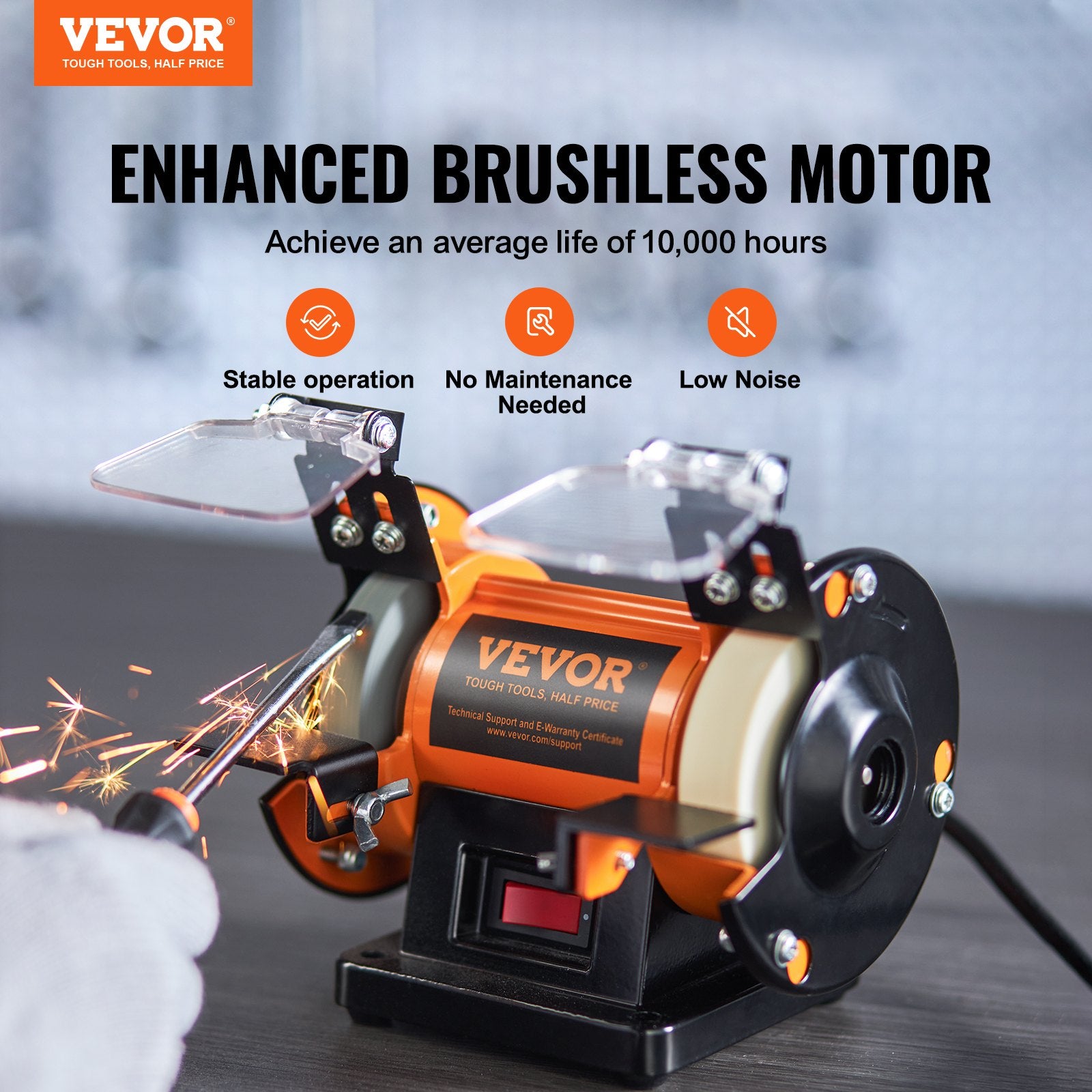 Jewelry Polisher, Bench Grinder Polishing & Buffing Machine, 3590RPM Bench Lathe Polisher with 1 Wool Wheel & V952-STPGJ32850RPMUEBNV3