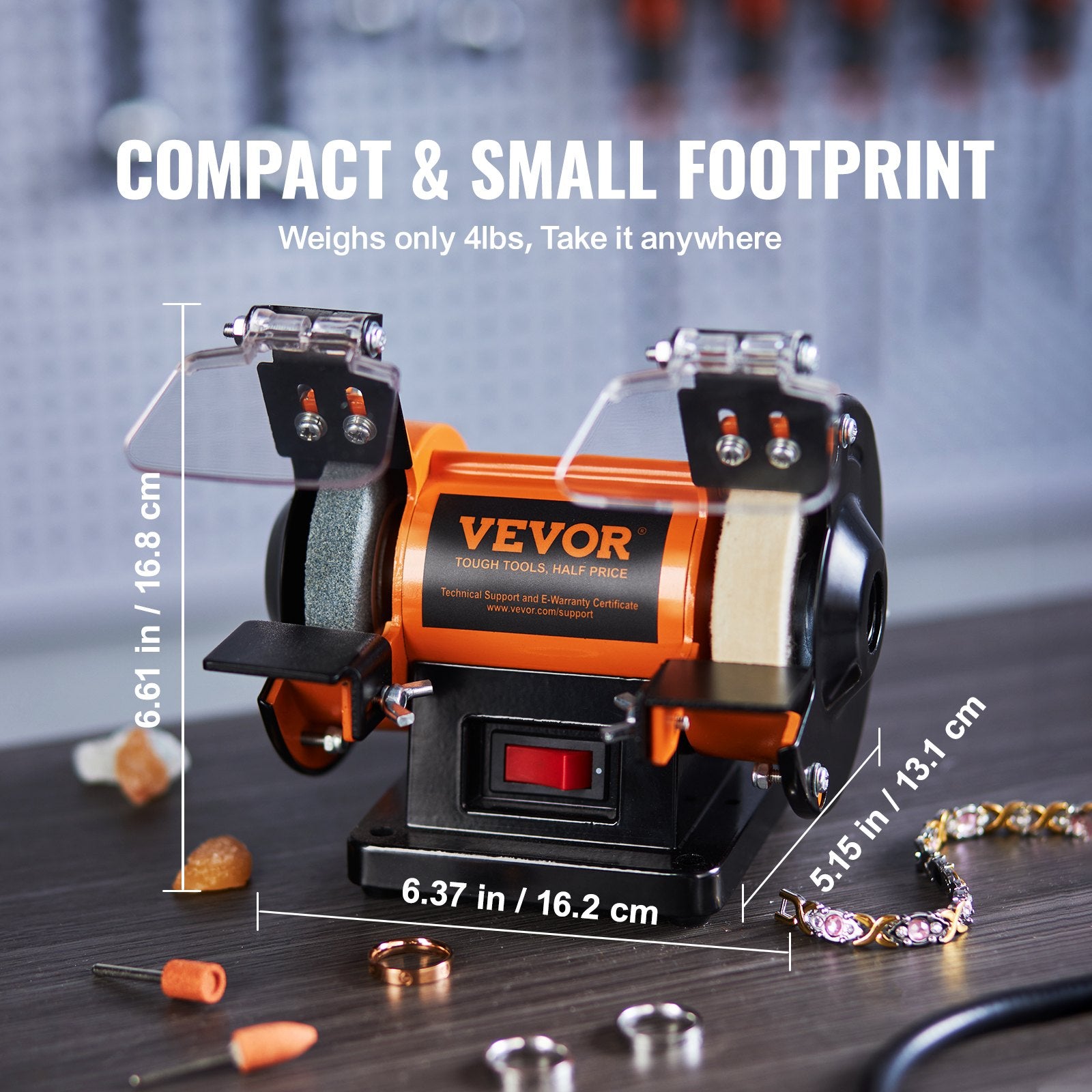 Jewelry Polisher, Bench Grinder Polishing & Buffing Machine, 3590RPM Bench Lathe Polisher with 1 Wool Wheel & V952-STPGJ32850RPMUEBNV3