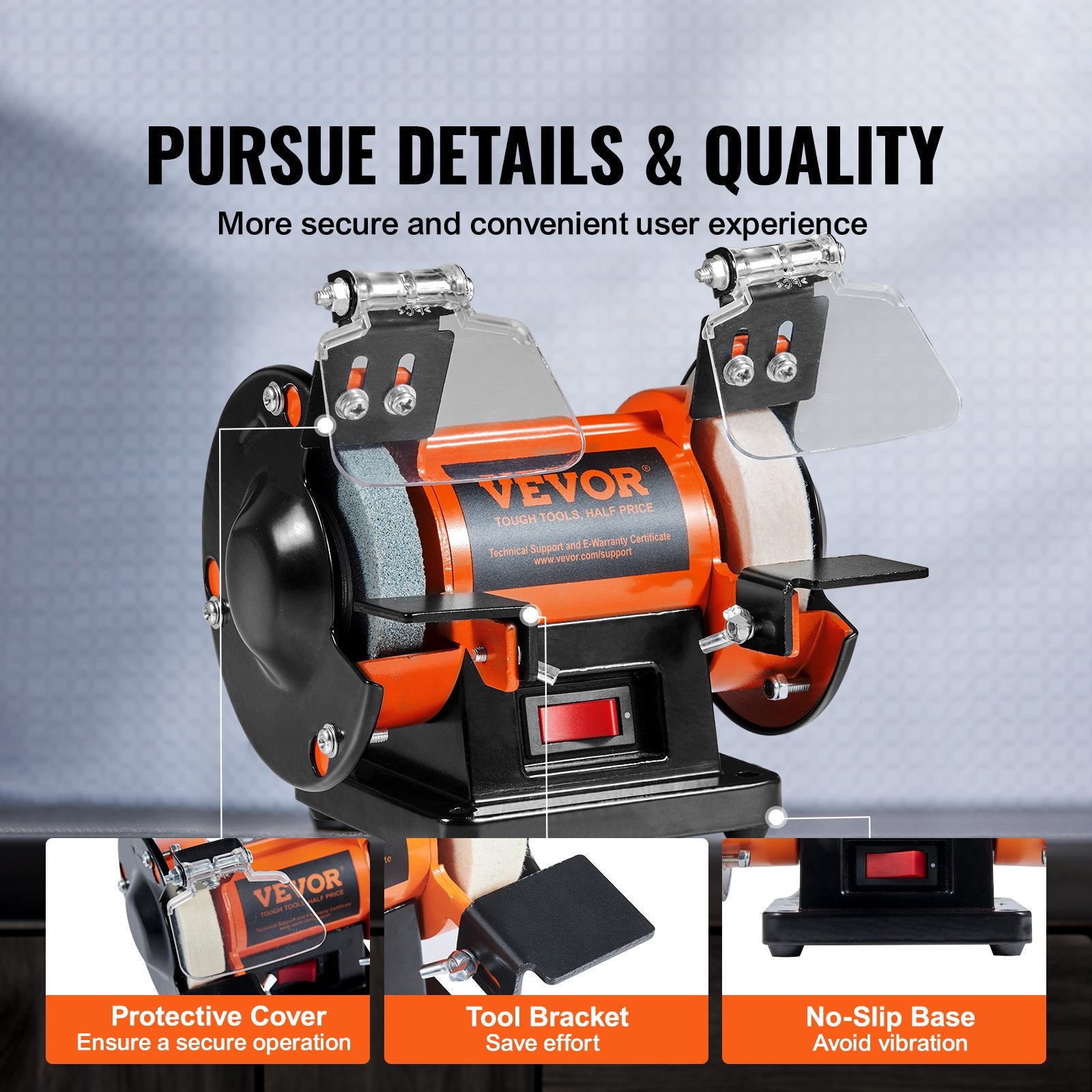 Jewelry Polisher, Bench Grinder Polishing & Buffing Machine, 3590RPM Bench Lathe Polisher with 1 Wool Wheel & V952-STPGJ32850RPMUEBNV3