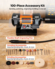 Bench Buffer Polisher, 8300-10600 RPM Adjustable Speed, Polishing & Buffing Machine with Grinding, Fiber, and V952-STPGJWSDJ328B4CUJ001V3