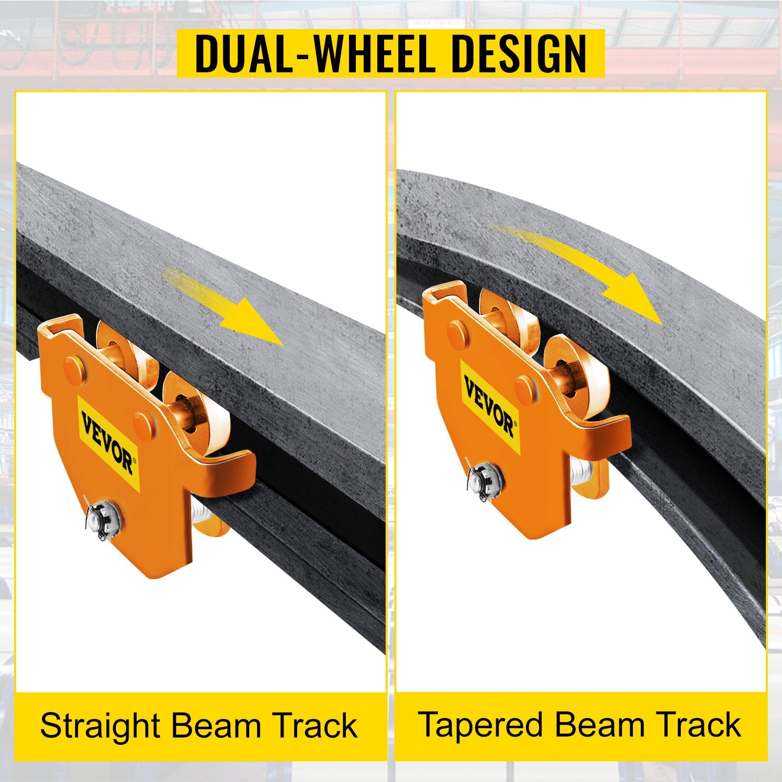 Manual Trolley, 11000LBS/5 Ton Load Capacity Beam Trolley, 4.5-8 inch Adjustable Width Push Beam, Track V952-STXCBSFZDBDD5XMPDV0