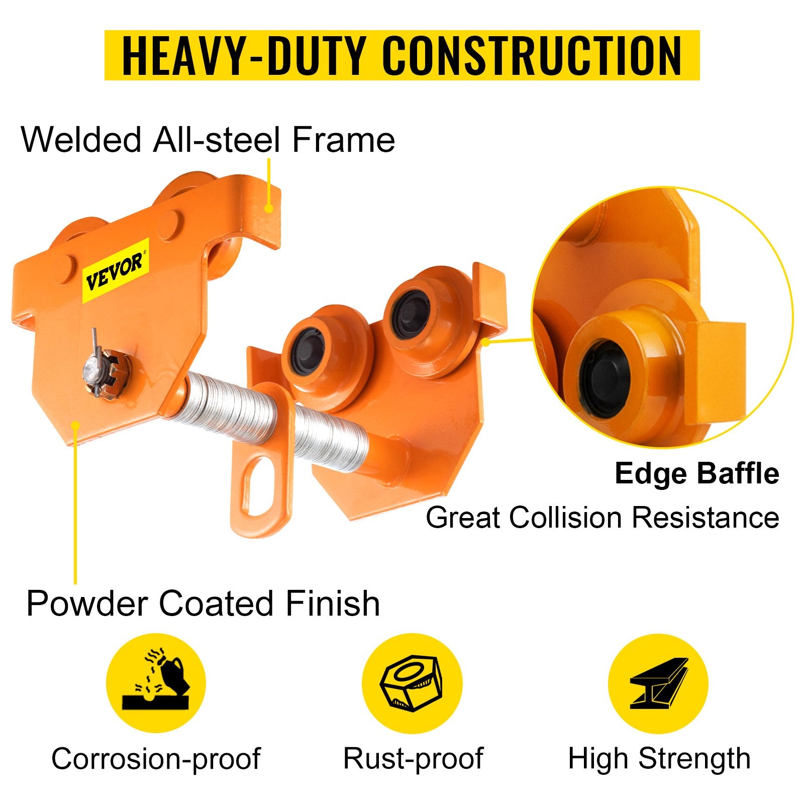Manual Trolley, 11000LBS/5 Ton Load Capacity Beam Trolley, 4.5-8 inch Adjustable Width Push Beam, Track V952-STXCBSFZDBDD5XMPDV0