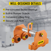 Manual Trolley, 11000LBS/5 Ton Load Capacity Beam Trolley, 4.5-8 inch Adjustable Width Push Beam, Track V952-STXCBSFZDBDD5XMPDV0