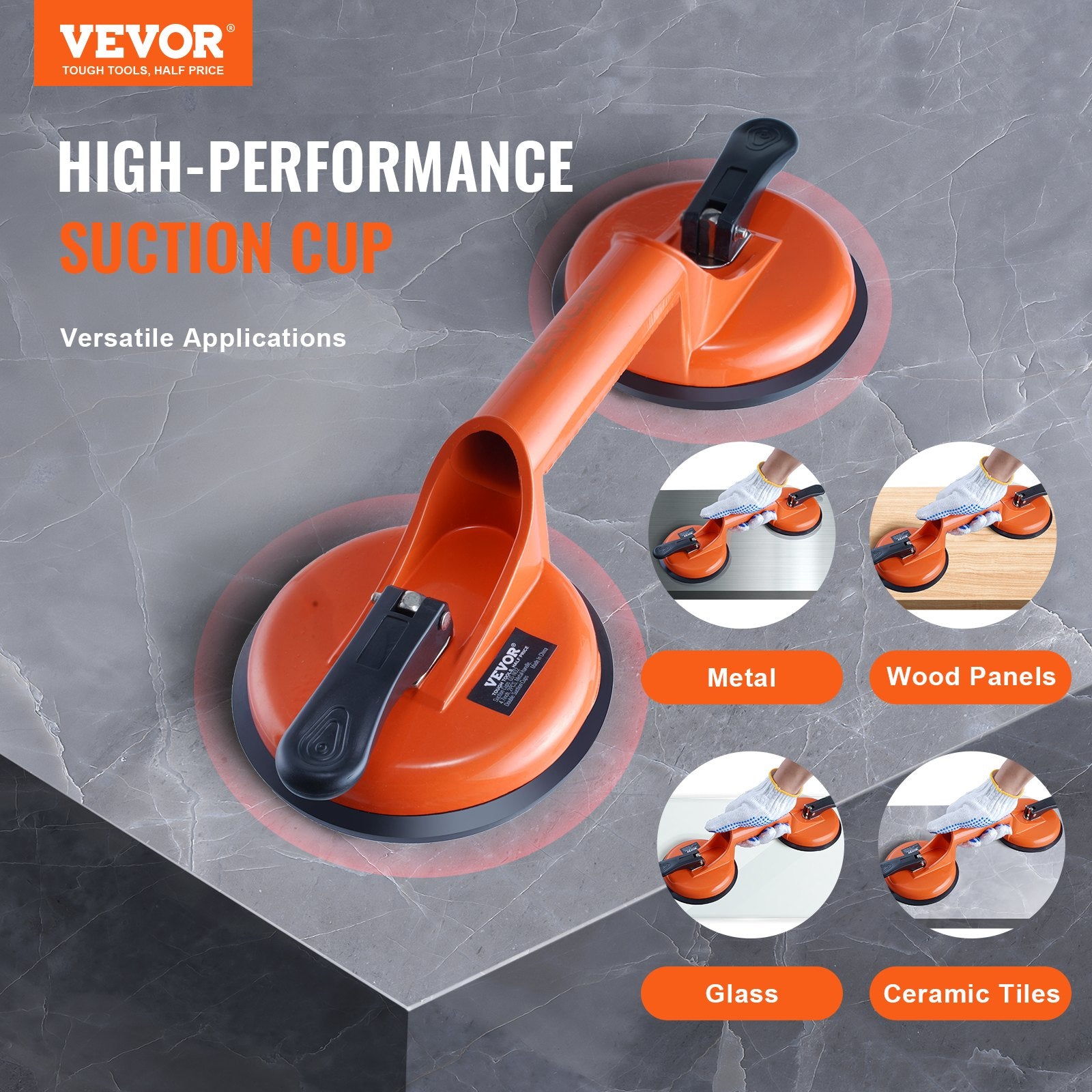 Glass Suction Cup, 119 mm 2 Pack 150 kg Load Capacity, Vacuum Suction Cup with Aluminum Handle, Heavy Duty V952-STXPJSSB2J47WWWF0V0