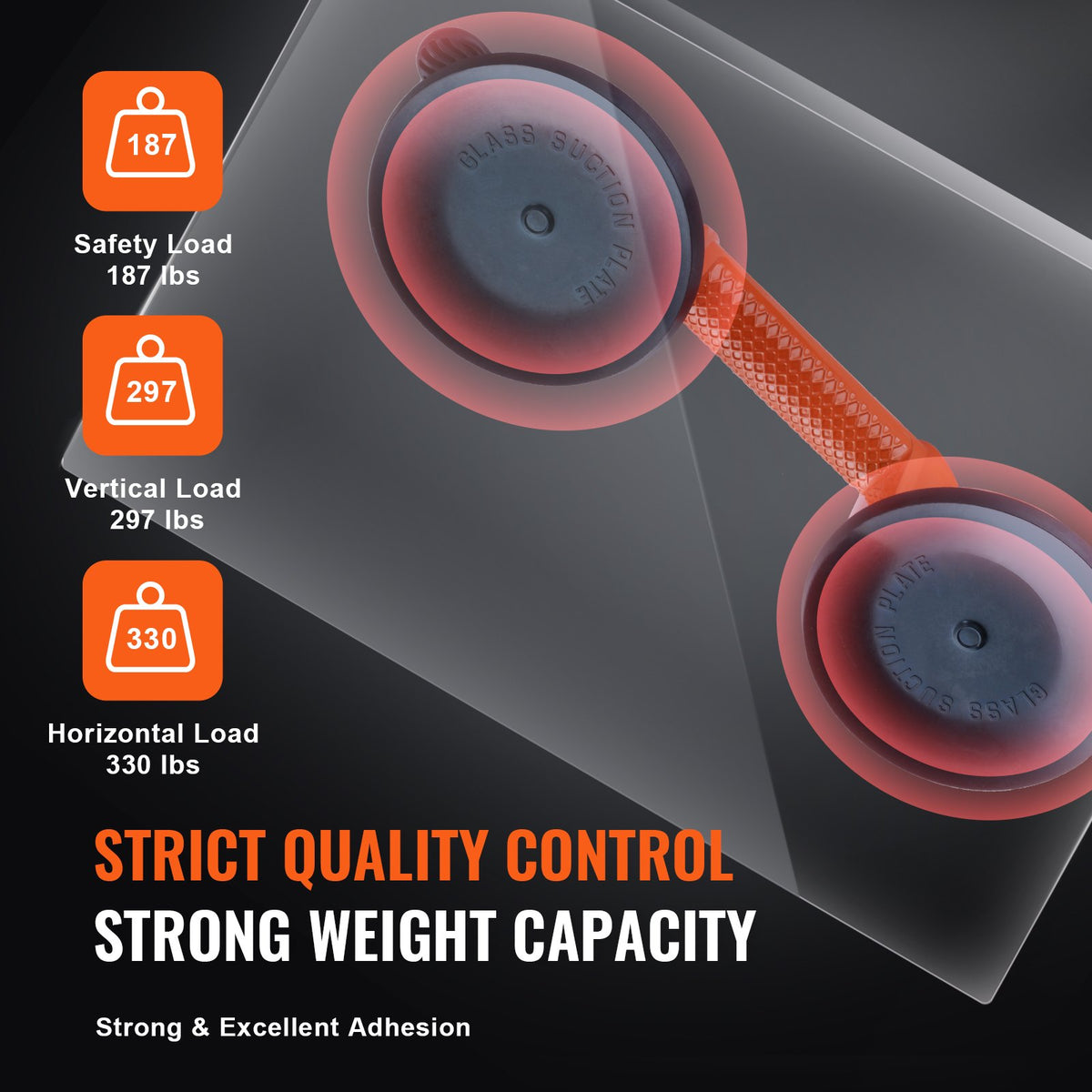 Glass Suction Cup, 119 mm 2 Pack 150 kg Load Capacity, Vacuum Suction Cup with Aluminum Handle, Heavy Duty V952-STXPJSSB2J47WWWF0V0