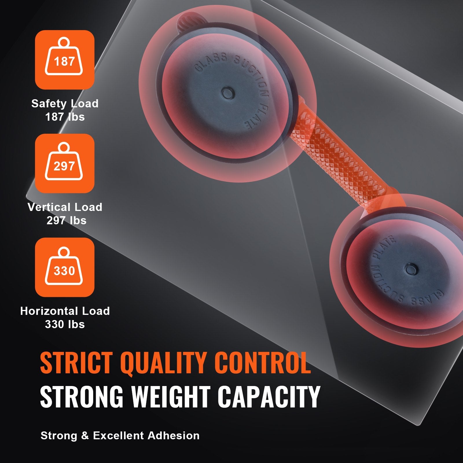 Glass Suction Cup, 119 mm 2 Pack 150 kg Load Capacity, Vacuum Suction Cup with Aluminum Handle, Heavy Duty V952-STXPJSSB2J47WWWF0V0