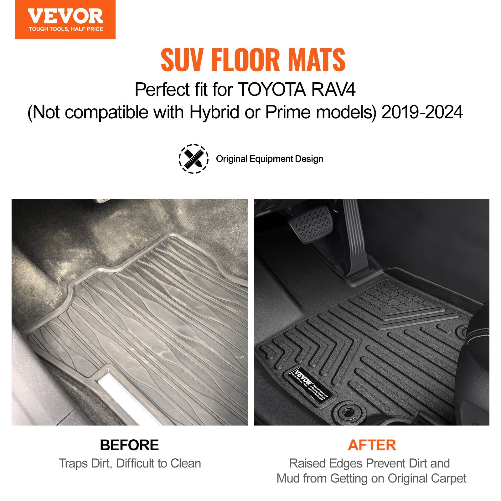 Automotive Floor Mats Fits Toyota RAV4 (Not for Hybrid or Prime) 2019-2024 V952-SUVDBDFTRAV46AZ27V0
