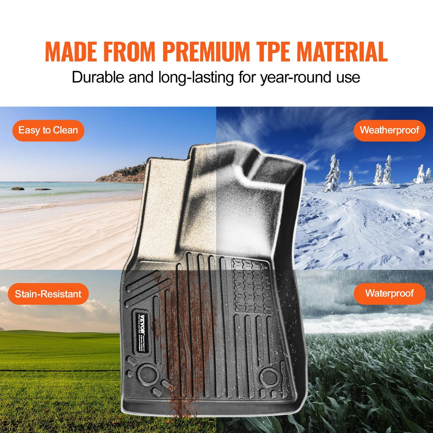 Automotive Floor Mats Fits for Tesla Model Y 2021-2024 3 pcs TPE Liners V952-SUVDBDTSLMODYIWUMV0