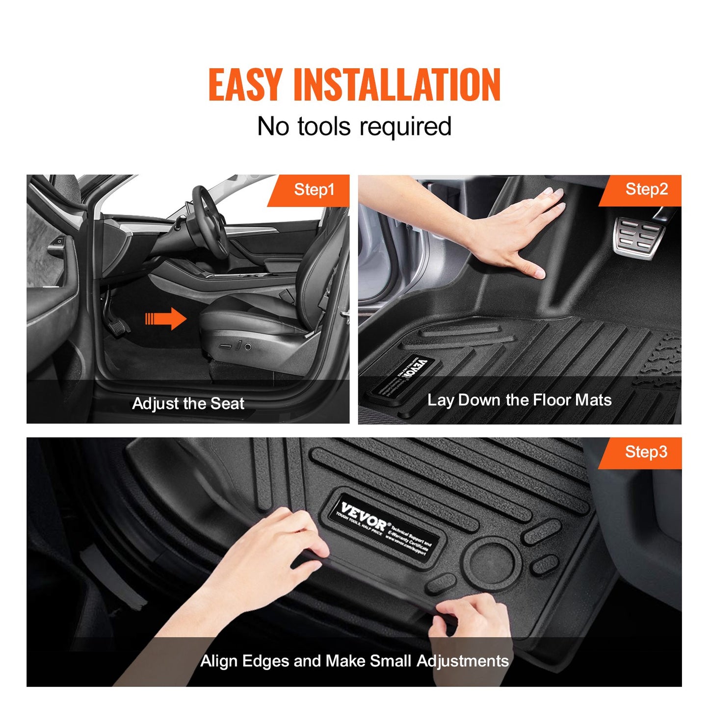 Automotive Floor Mats Fits for Tesla Model Y 2021-2024 3 pcs TPE Liners V952-SUVDBDTSLMODYIWUMV0