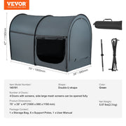 Bed Tent, Pongee Fabric, 4 Doors Breathable Dream Tent with 7 mm Fiber Poles on Bed Privacy, Full Size Block V952-SUXCSZPSMLLM7P2PXV0