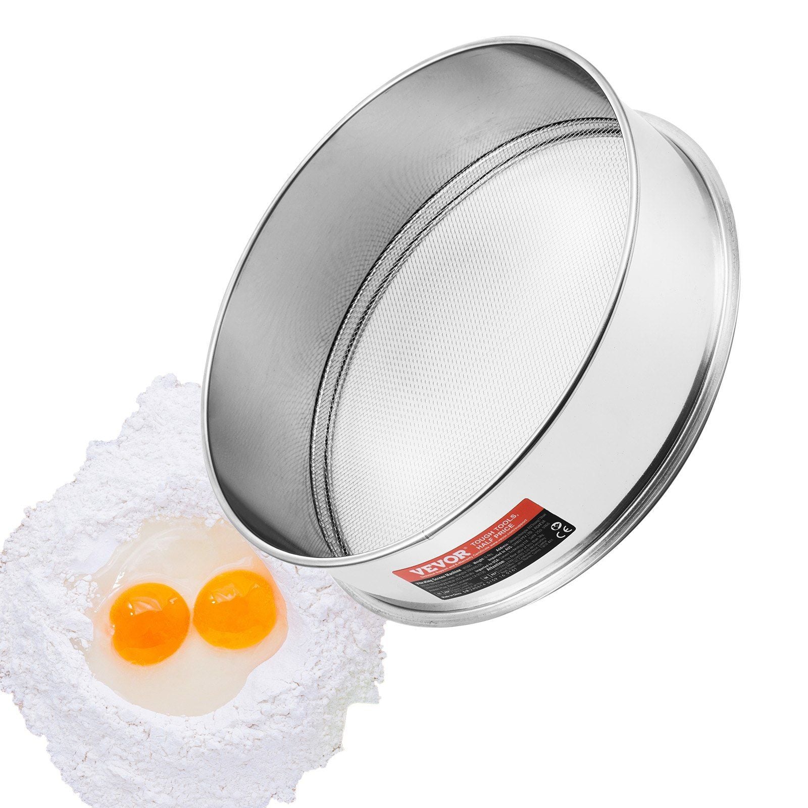 Flour Sieve Fine Mesh, 10 Mesh Flour Sifter, 304 Stainless Steel Fine Mesh Sifter Food-grade, Dia. 12.6" Fine V952-SW10M000000017EWXV0
