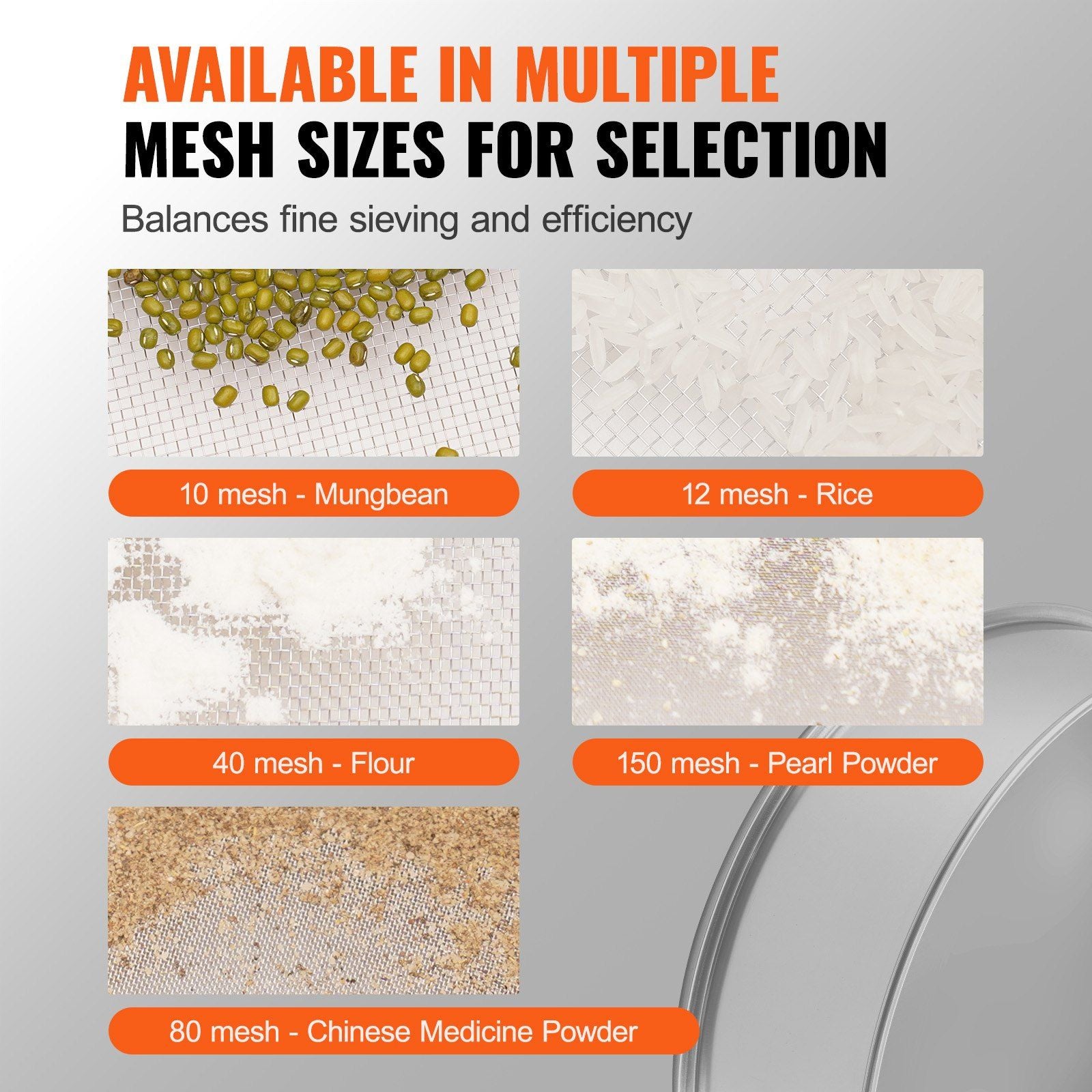 Flour Sieve Fine Mesh, 10 Mesh Flour Sifter, 304 Stainless Steel Fine Mesh Sifter Food-grade, Dia. 12.6" Fine V952-SW10M000000017EWXV0