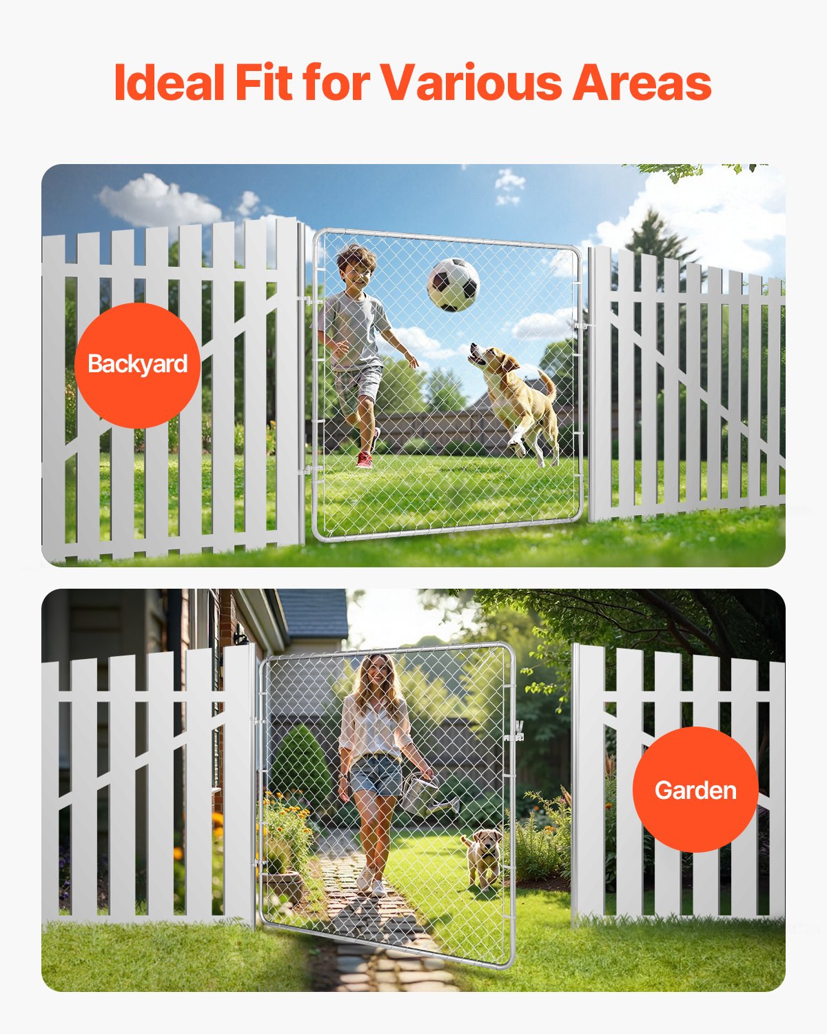 Chain Link Fence Gate, 70 x 72 in, Adjustable Chain Link Fence Panel, Fit 3 ft (W) x 4 ft (H) Garden Fence V952-SWHYM7072INCM7PVRV0