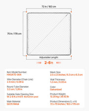 Chain Link Fence Gate, 70 x 72 in, Adjustable Chain Link Fence Panel, Fit 3 ft (W) x 4 ft (H) Garden Fence V952-SWHYM7072INCM7PVRV0